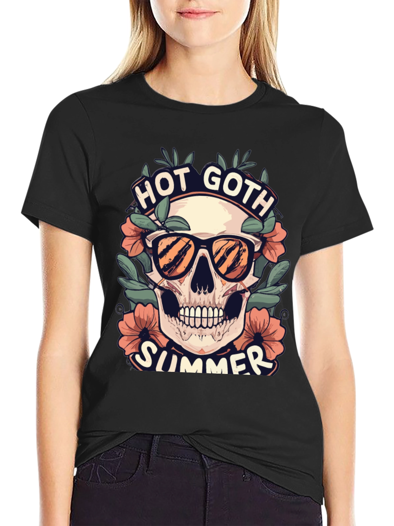 Hot Goth Summer Skull T-Shirt