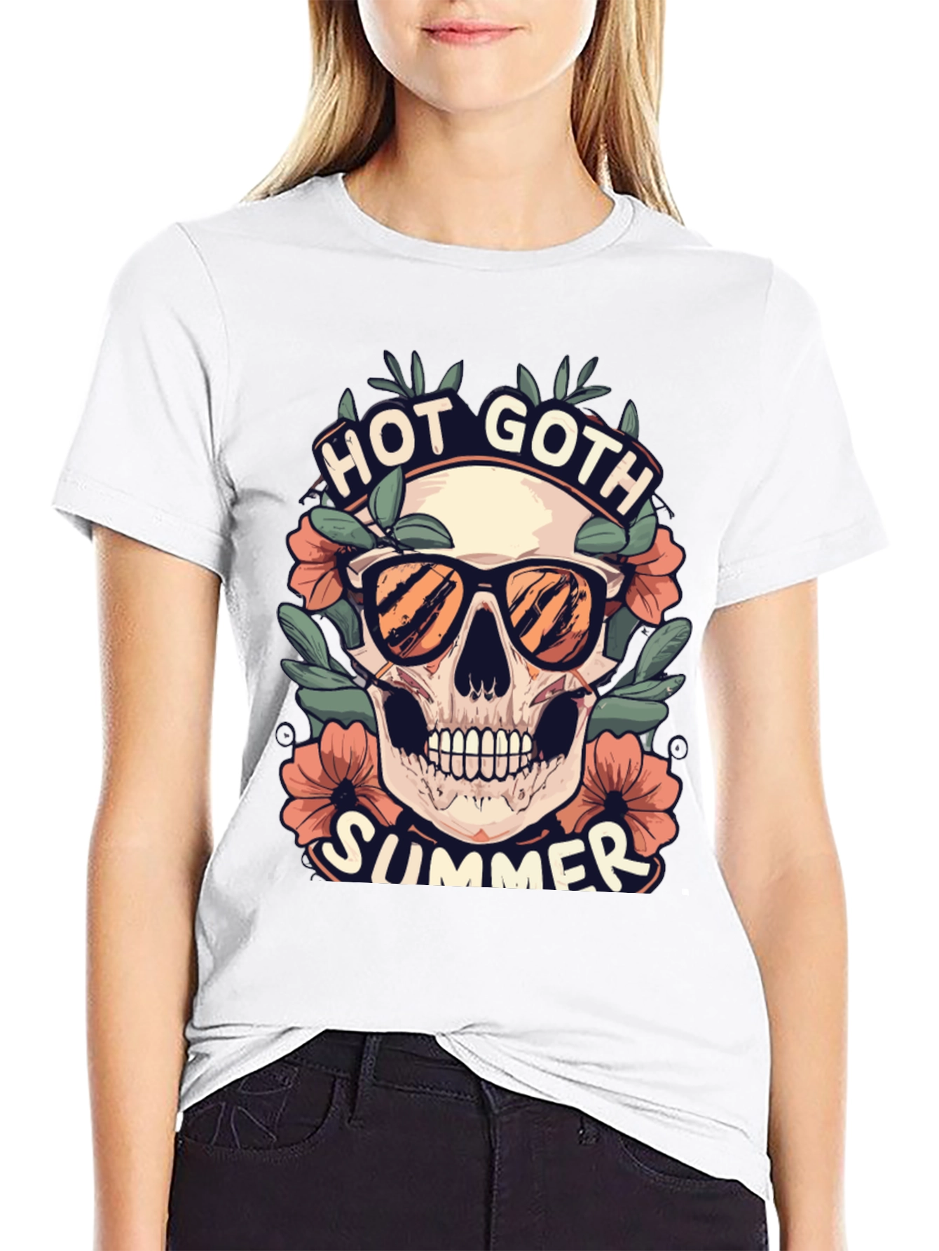 Hot Goth Summer Skull T-Shirt