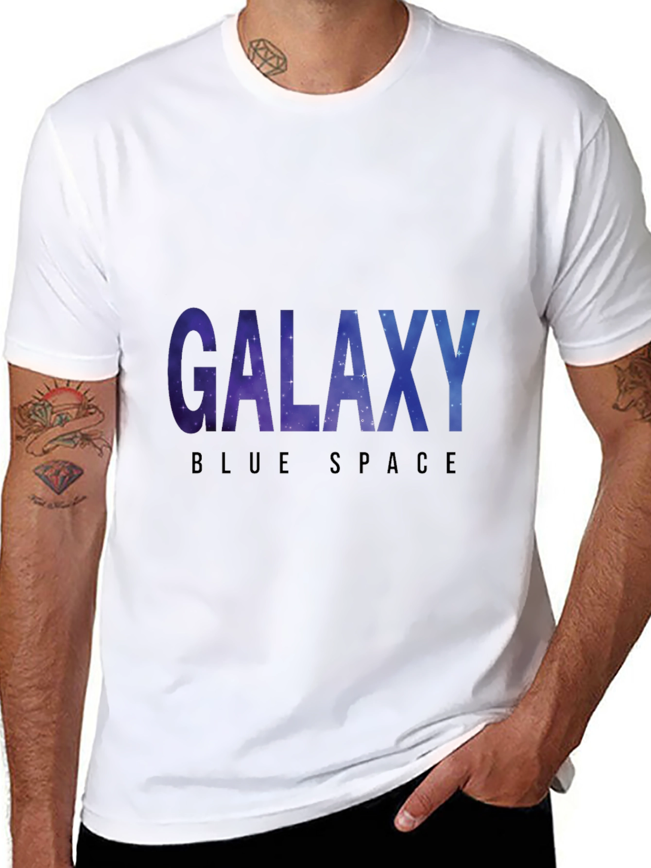 Galaxy Blue Space Black T-Shirt