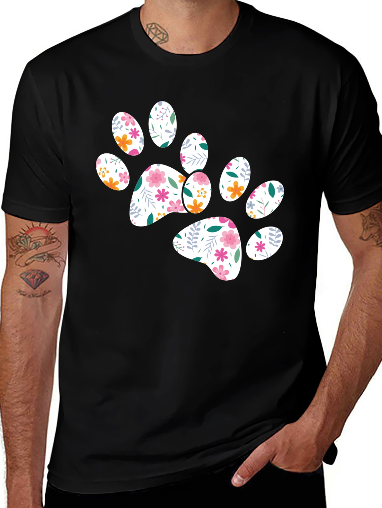 Floral Paw Print Graphic Tee
