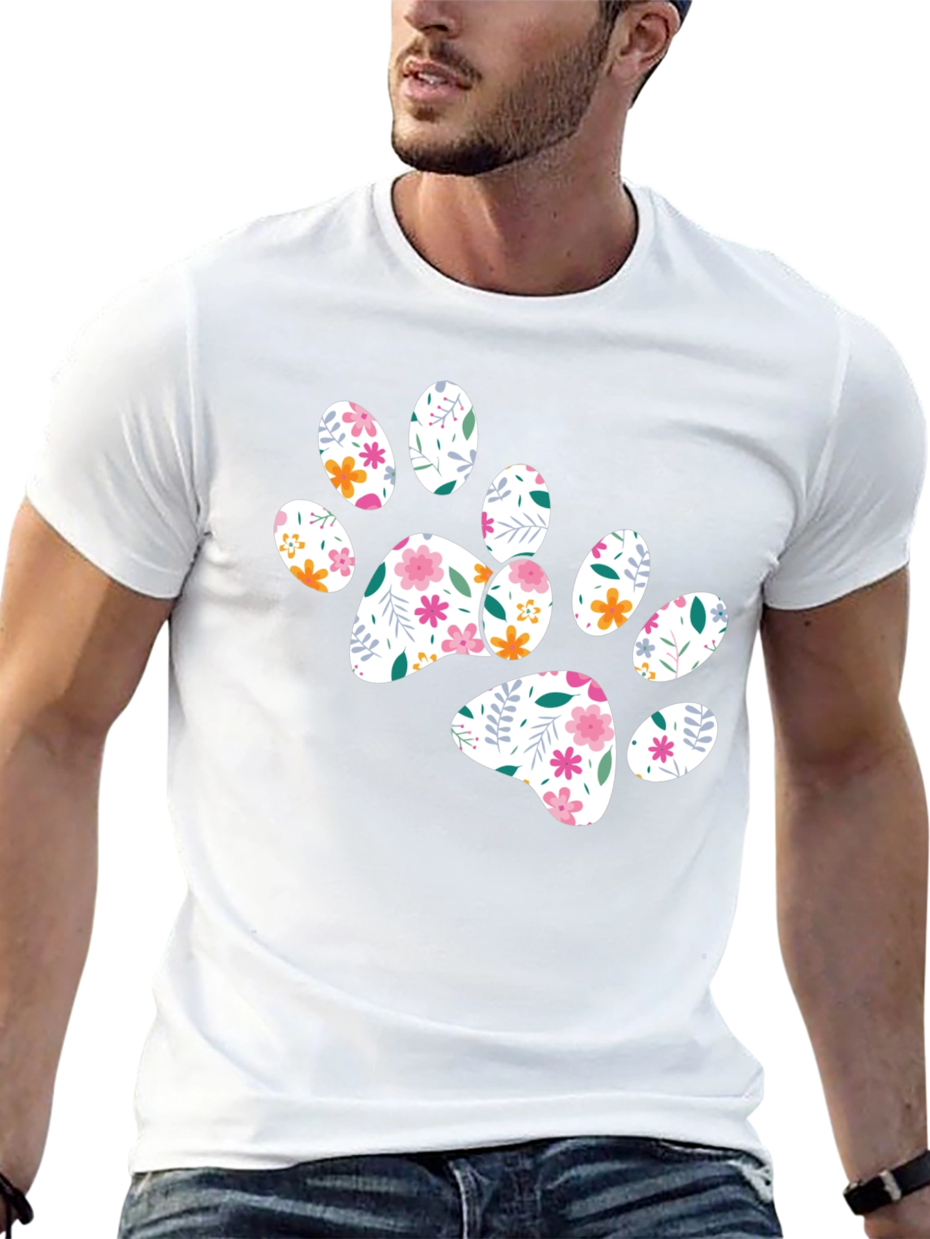 Floral Paw Print Graphic Tee