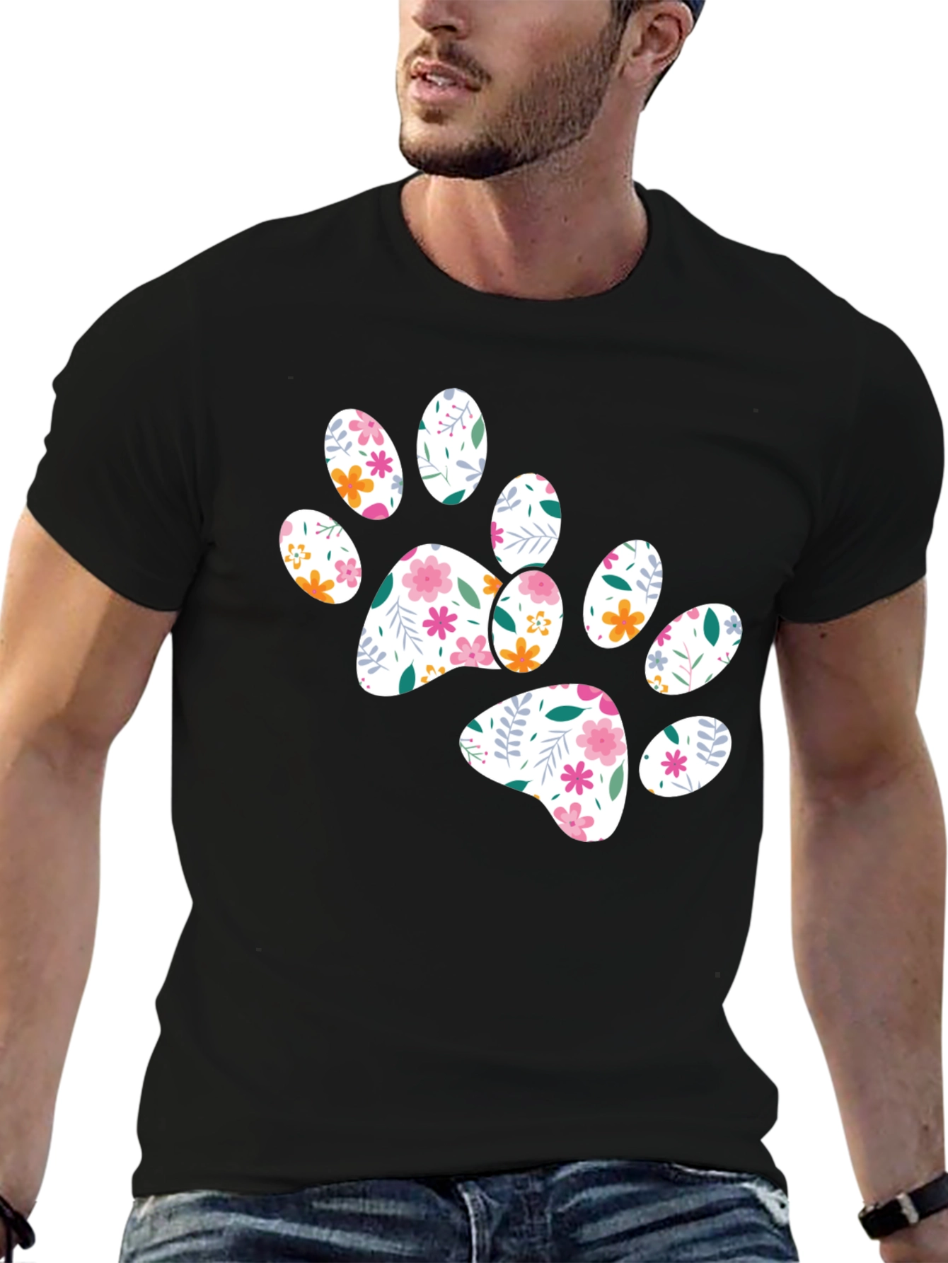 Floral Paw Print Graphic Tee
