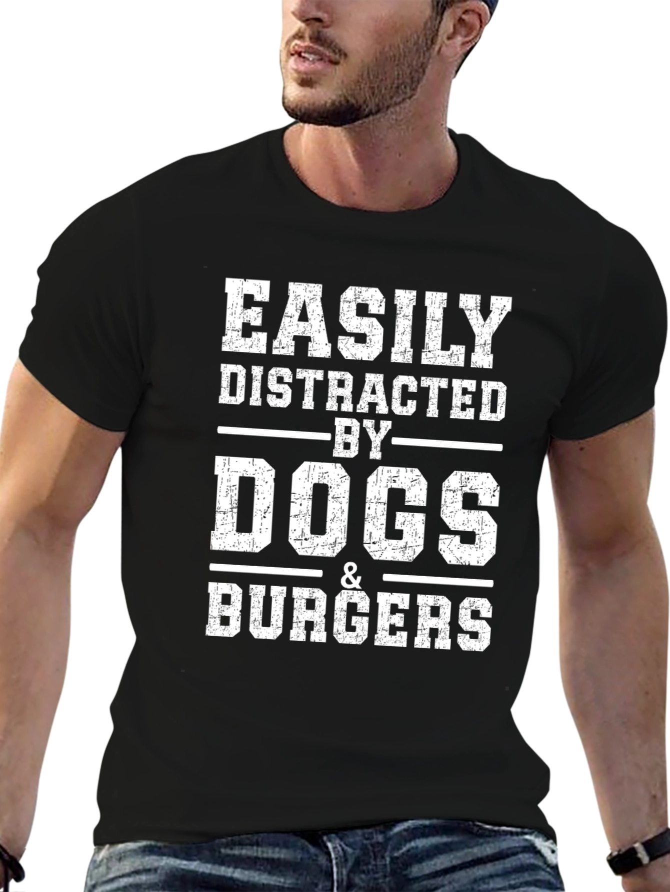 Easily Distracted by Dogs & Burgers Graphic Tee