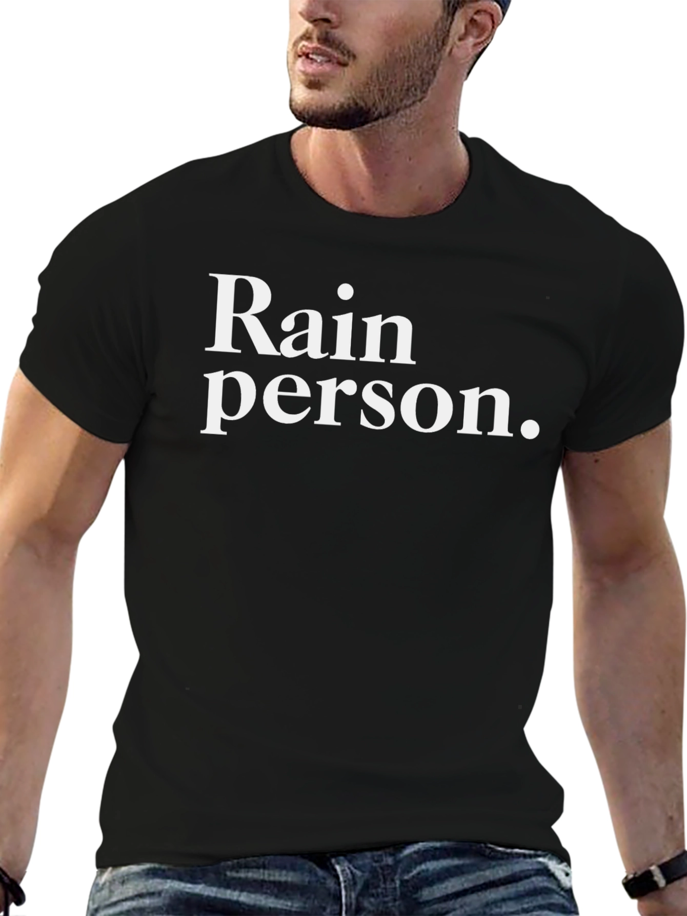 Rain Person Black Graphic T-Shirt