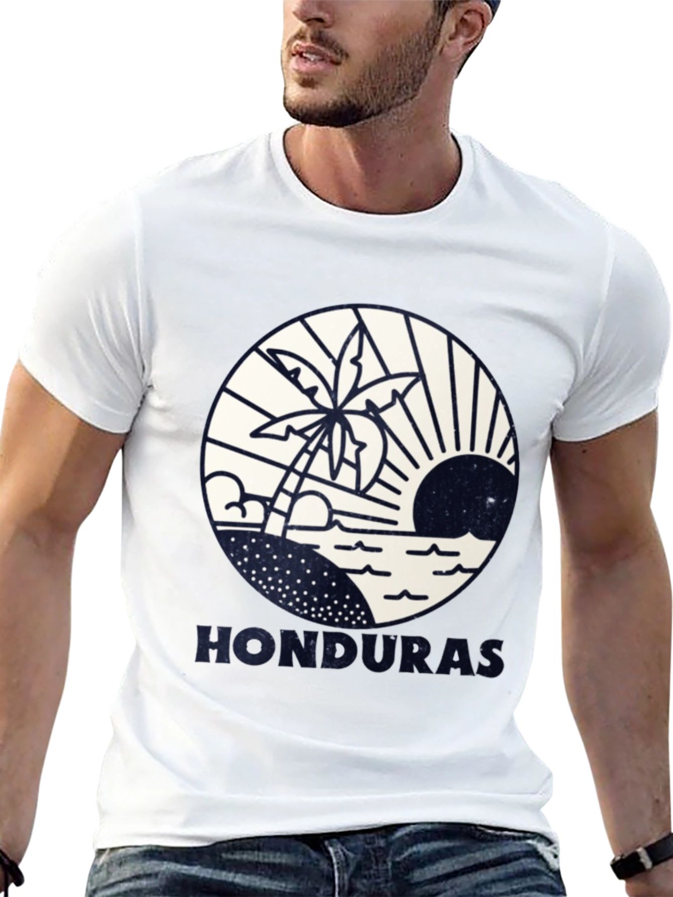 Honduras Beach Scene Graphic Tee - Island Vacation Shirt