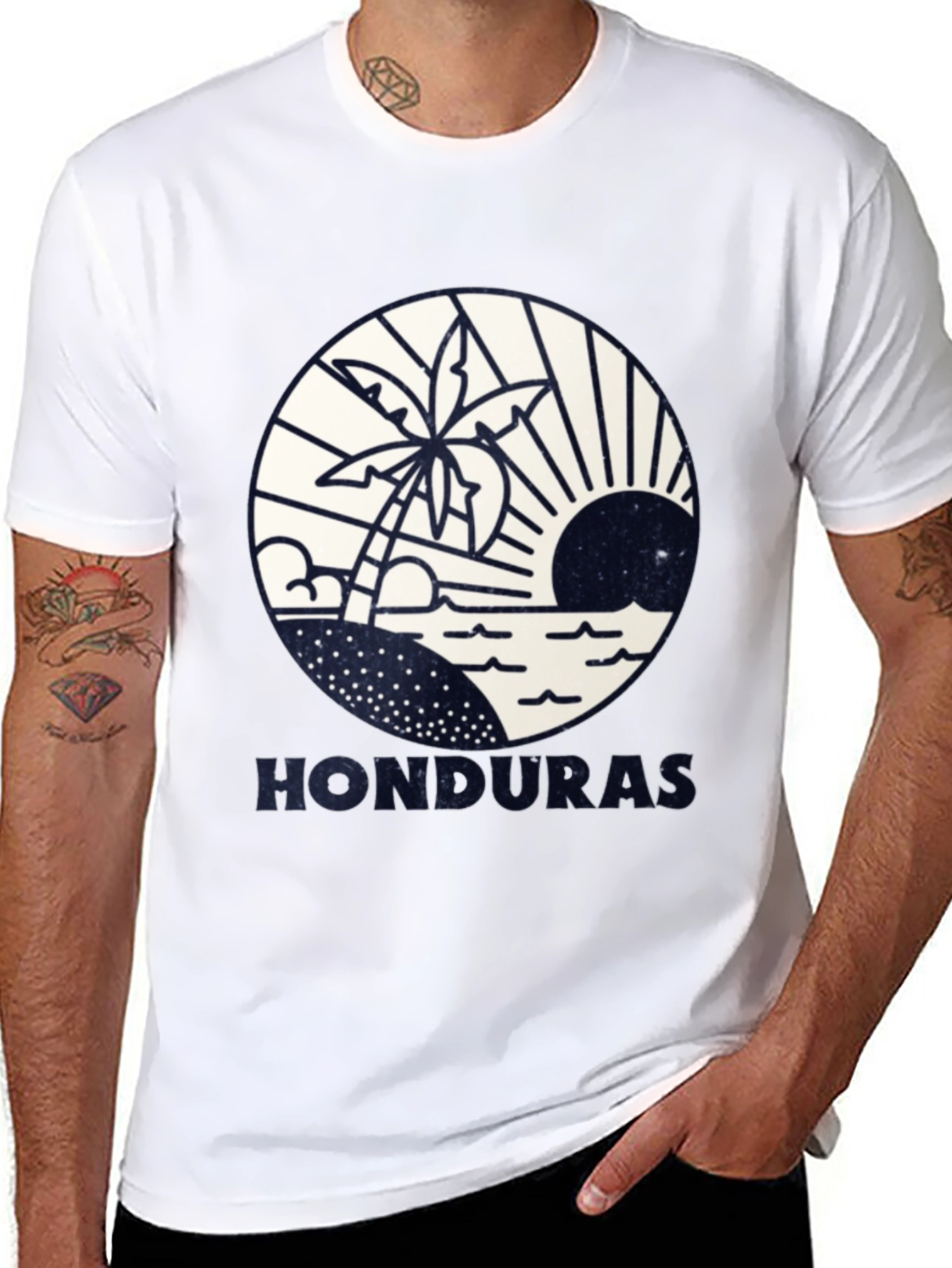 Honduras Beach Scene Graphic Tee - Island Vacation Shirt