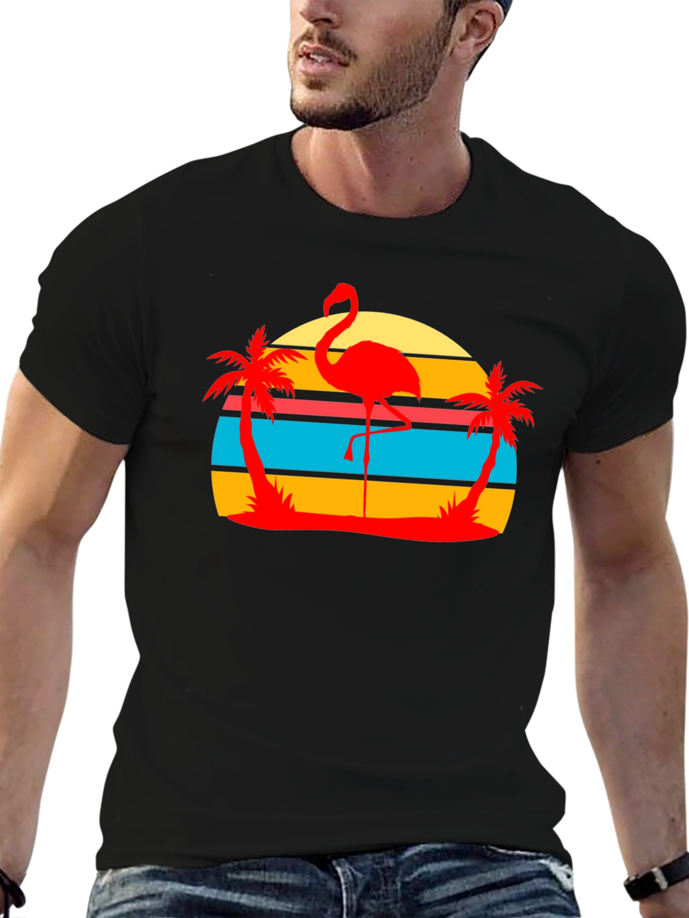 Tropical Flamingo Graphic T-Shirt