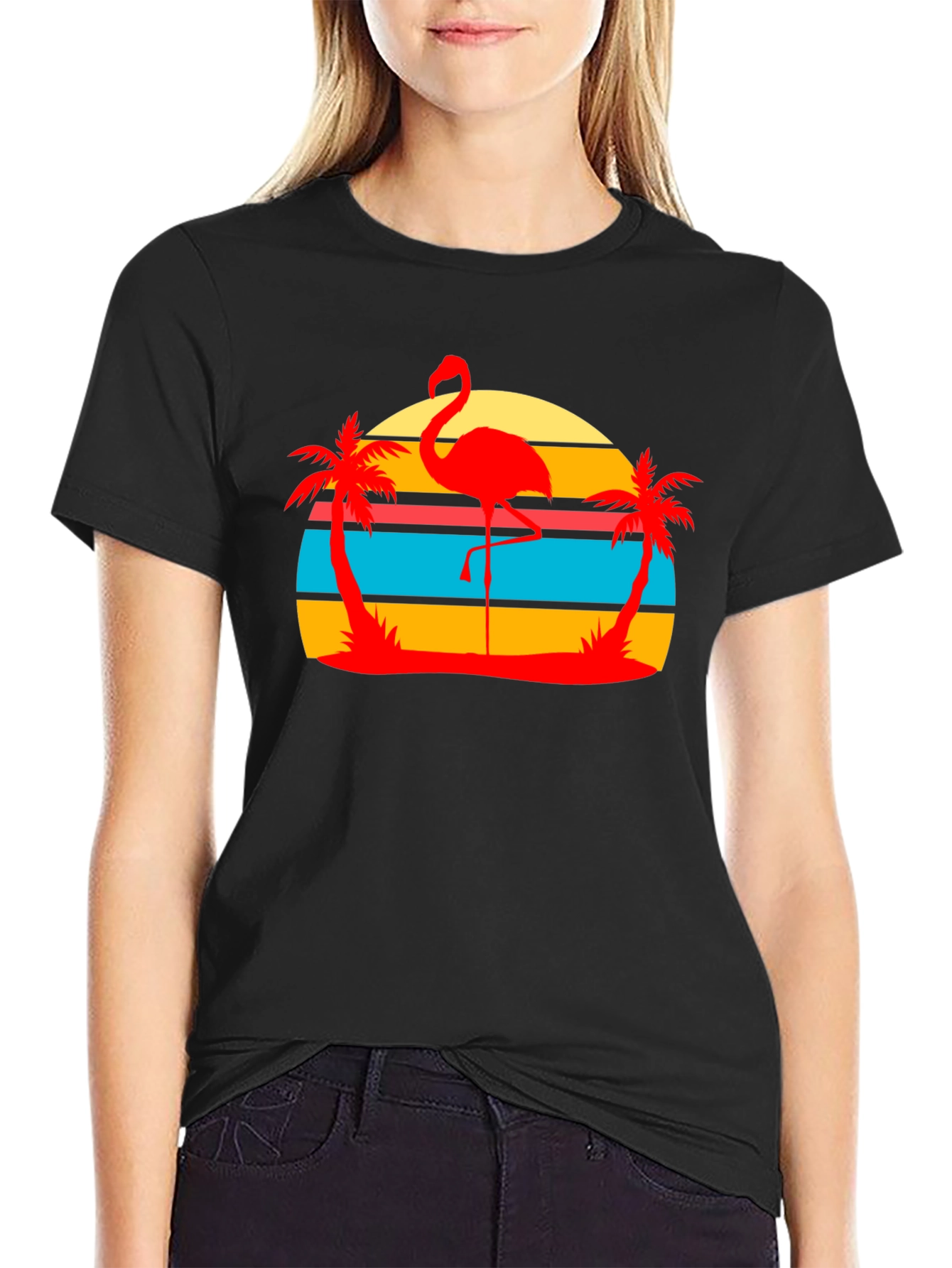 Tropical Flamingo Graphic T-Shirt