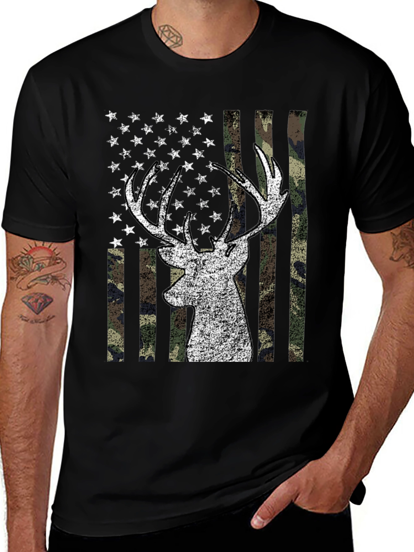Deer USA Flag Graphic Tee