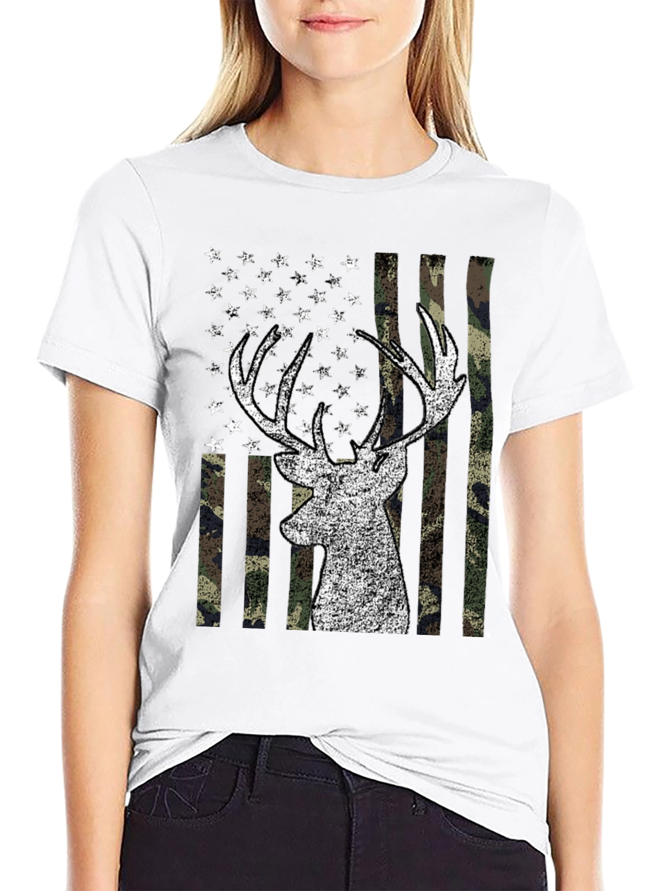 Deer USA Flag Graphic Tee