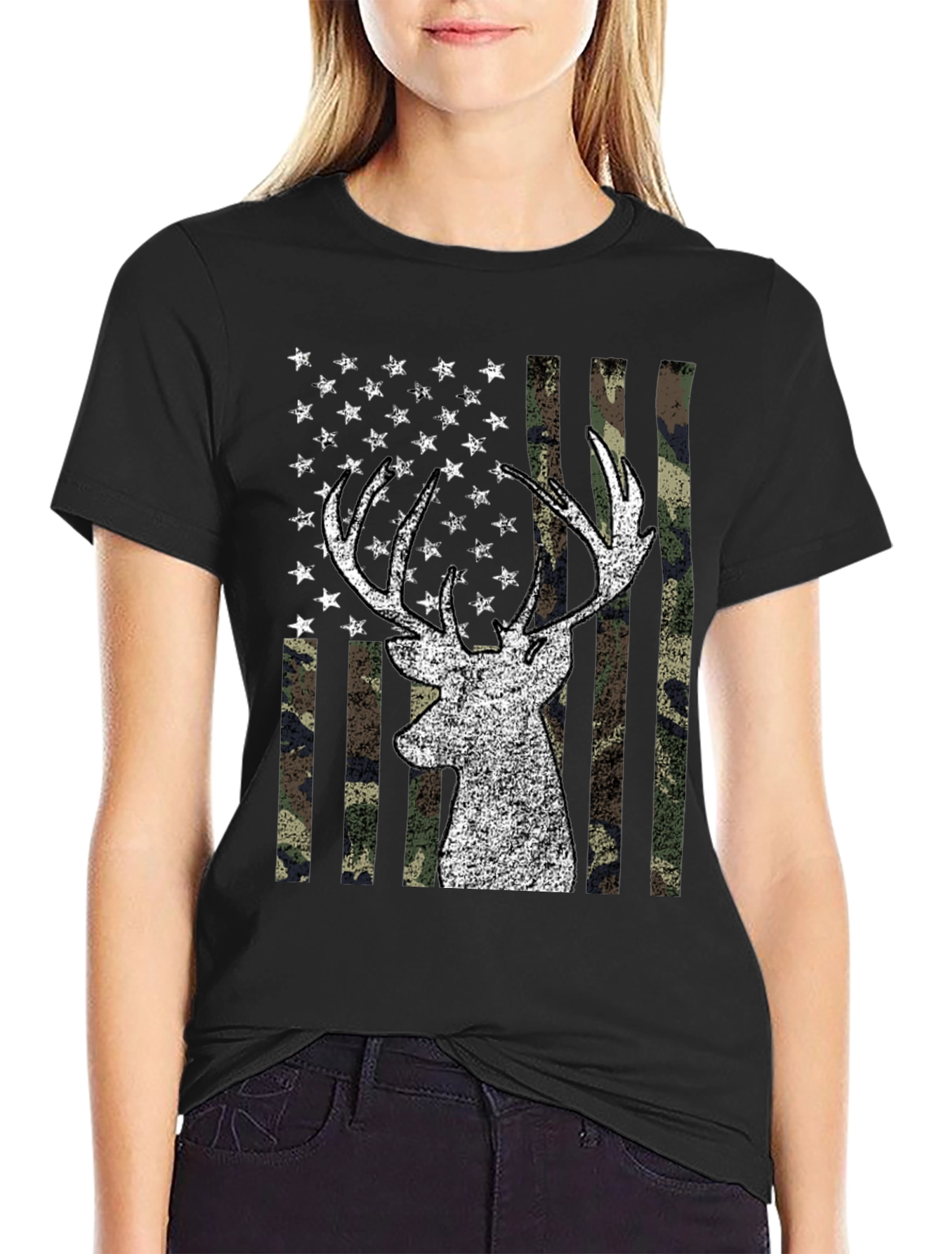 Deer USA Flag Graphic Tee