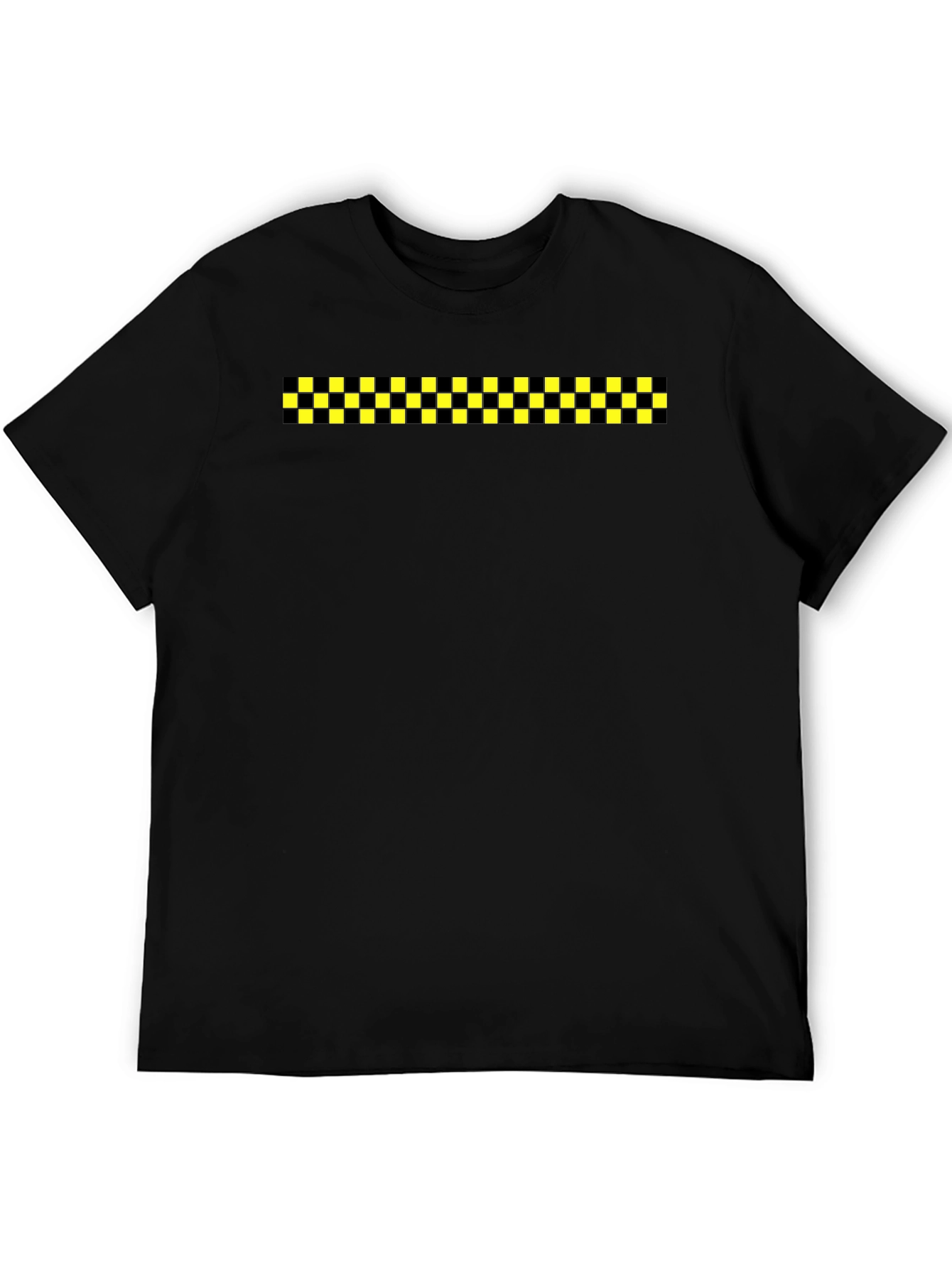 Black Tee with Checkered Stripe