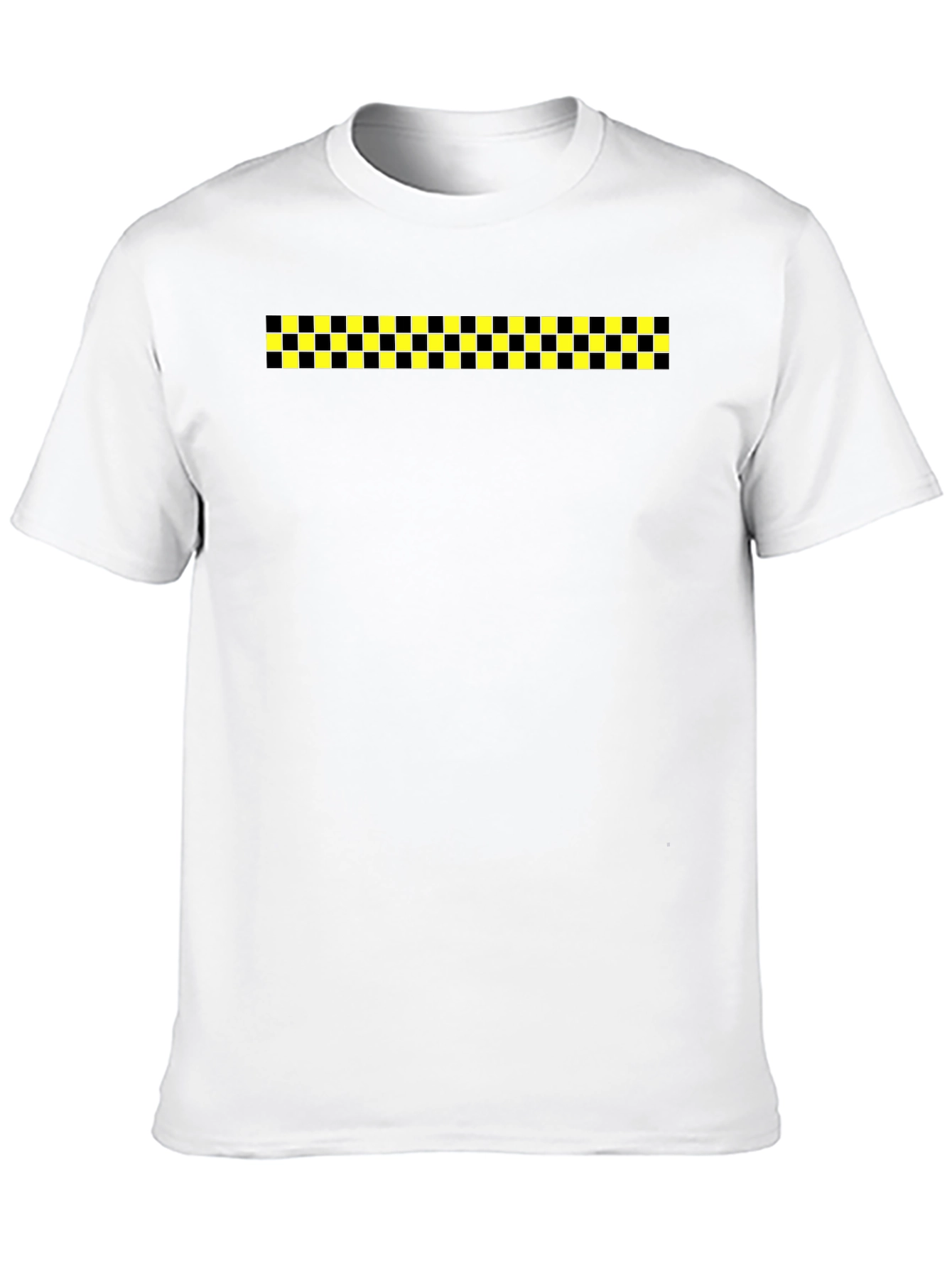 Black Tee with Checkered Stripe