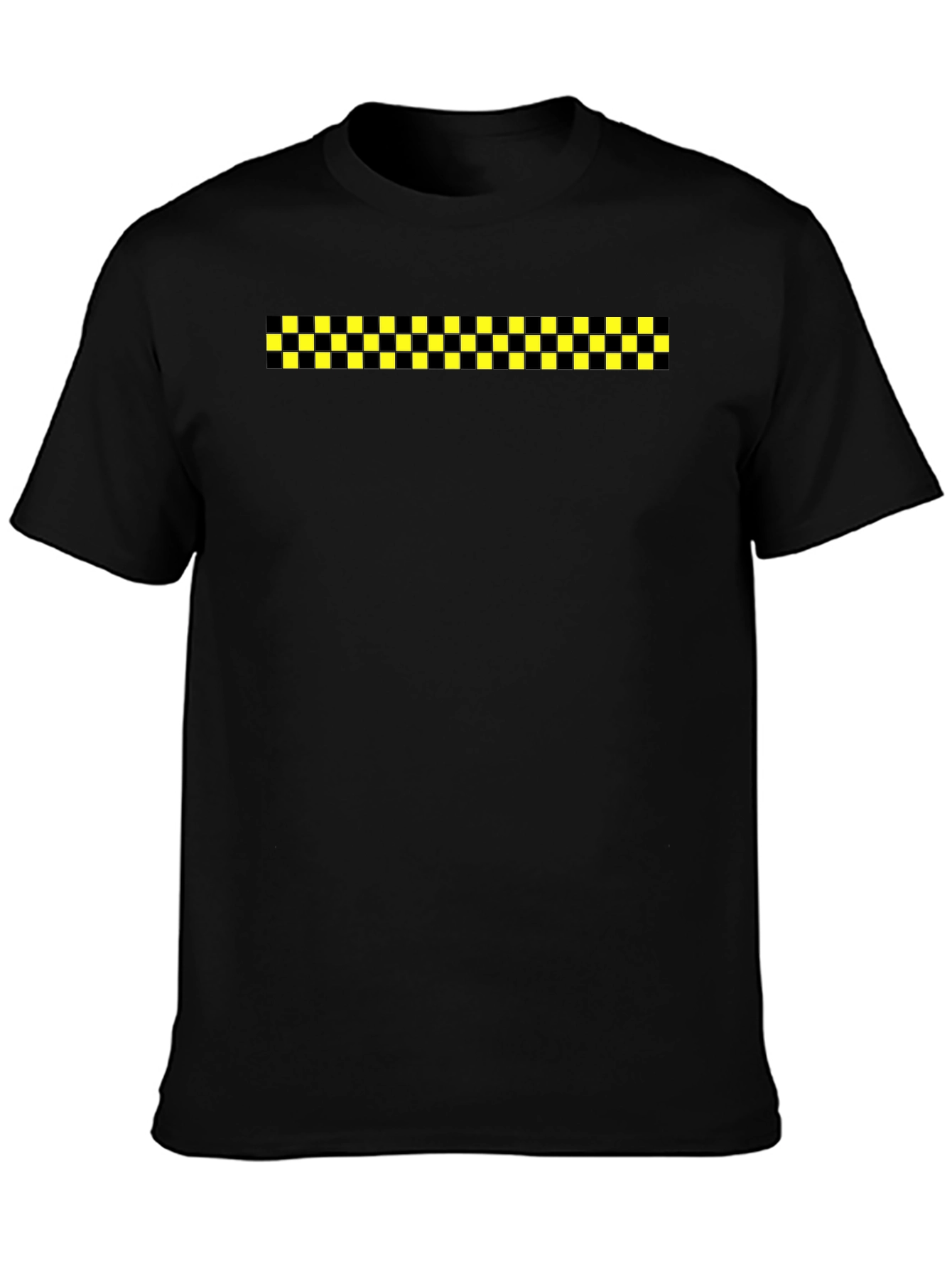 Black Tee with Checkered Stripe