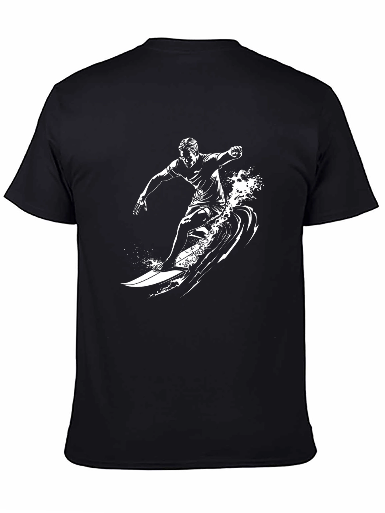 Surfer Graphic Tee - Black Cotton T-Shirt