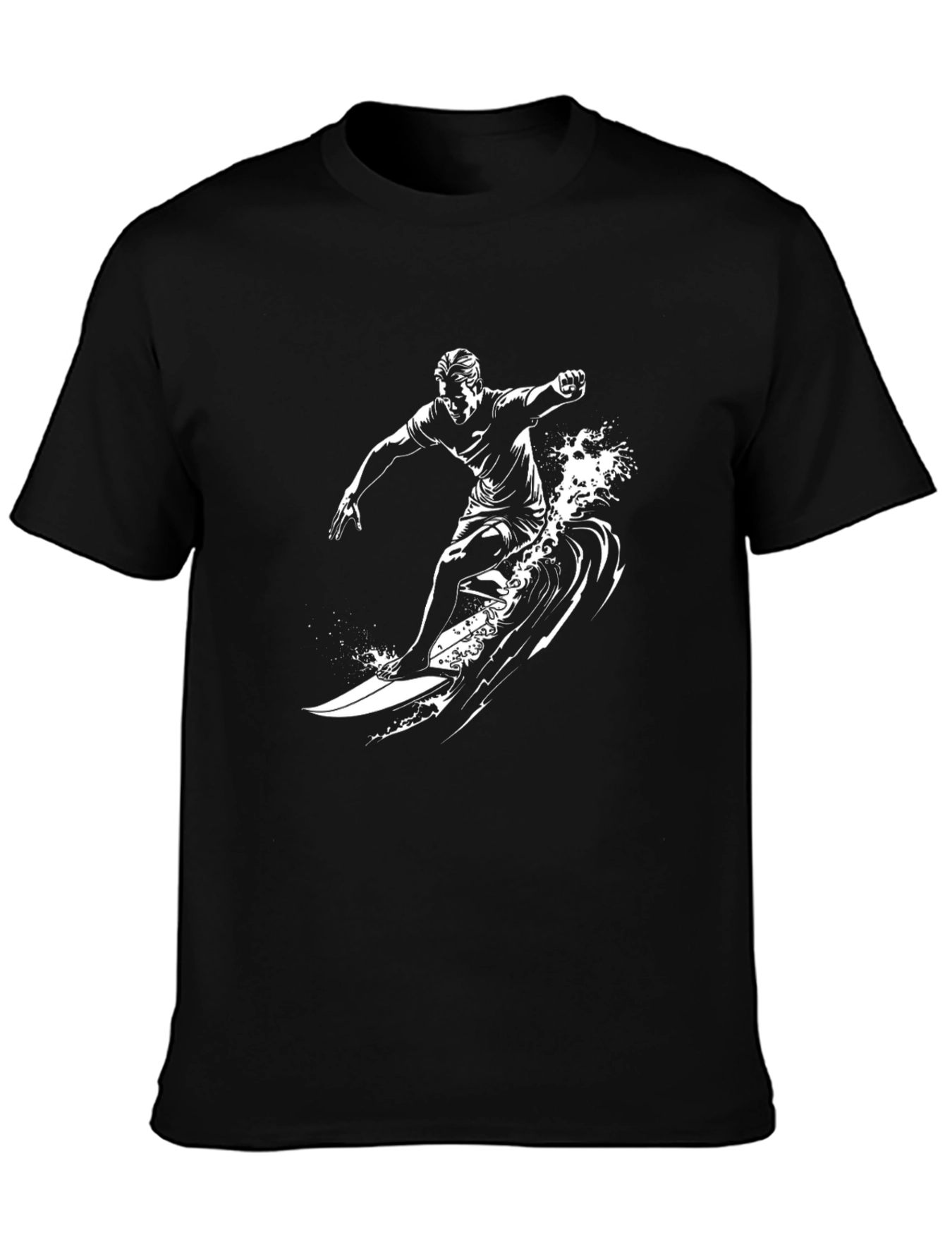 Surfer Graphic Tee - Black Cotton T-Shirt