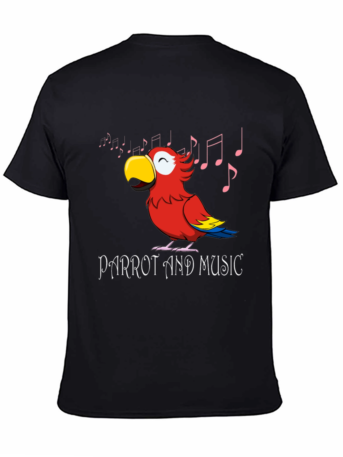 Parrot and Music T-Shirt - Black