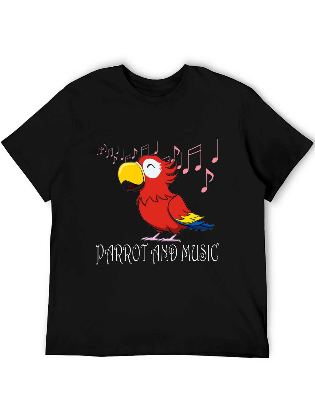 Parrot and Music T-Shirt - Black