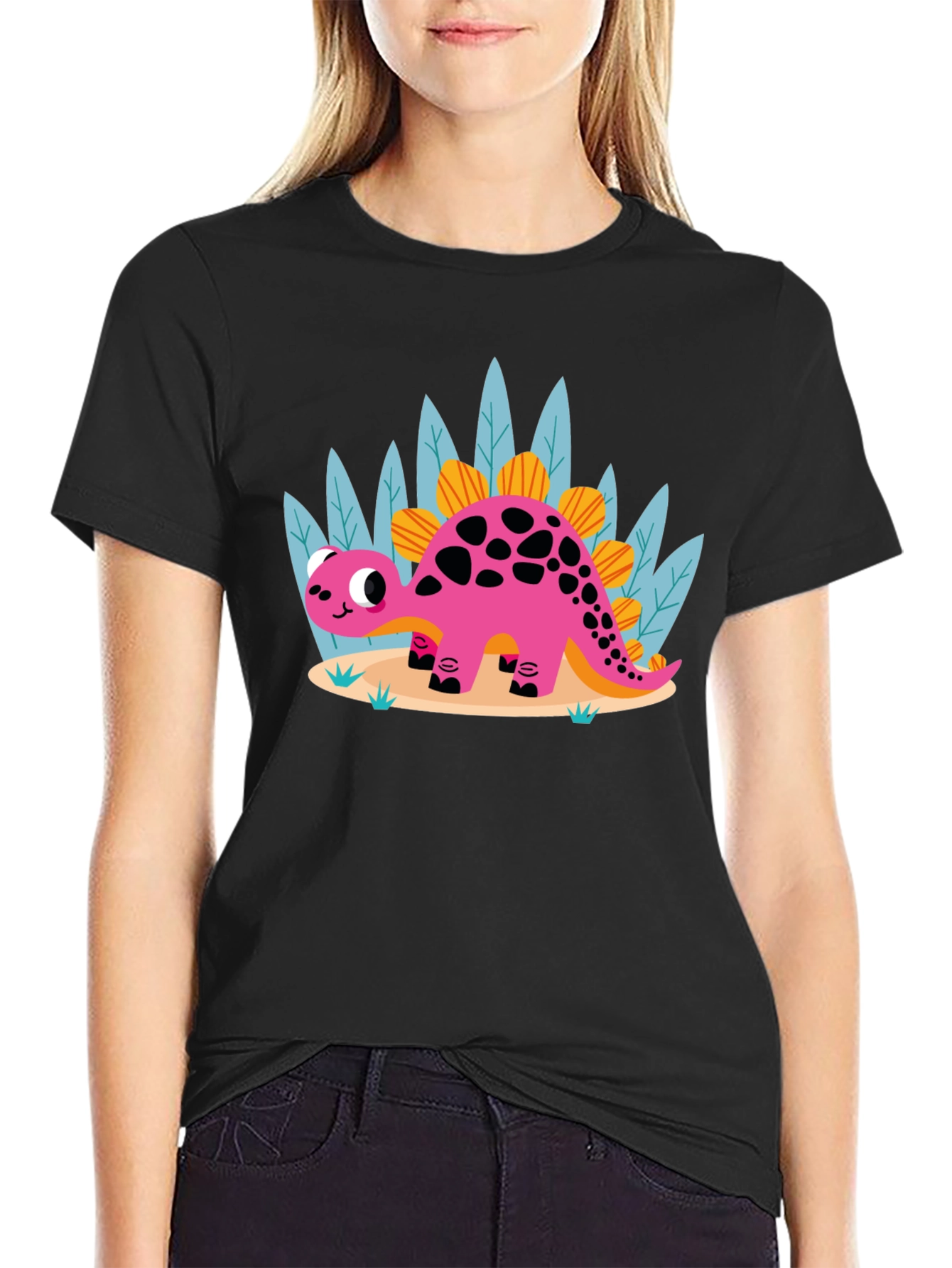 Cute Cartoon Dinosaur Graphic Tee