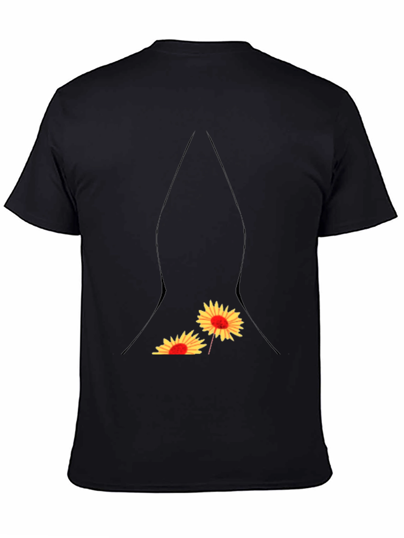 Sunflower Pocket Print Black T-Shirt
