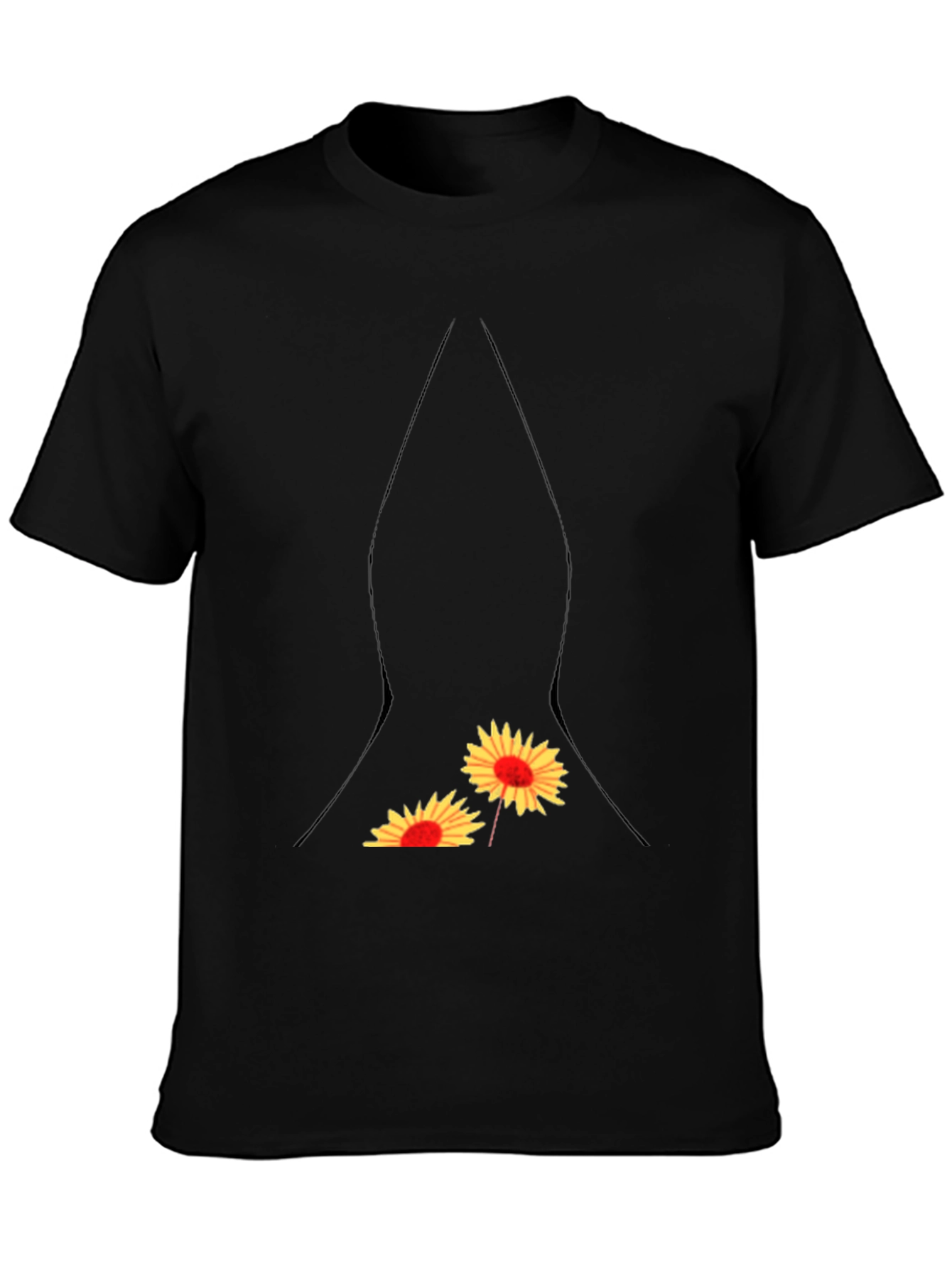 Sunflower Pocket Print Black T-Shirt