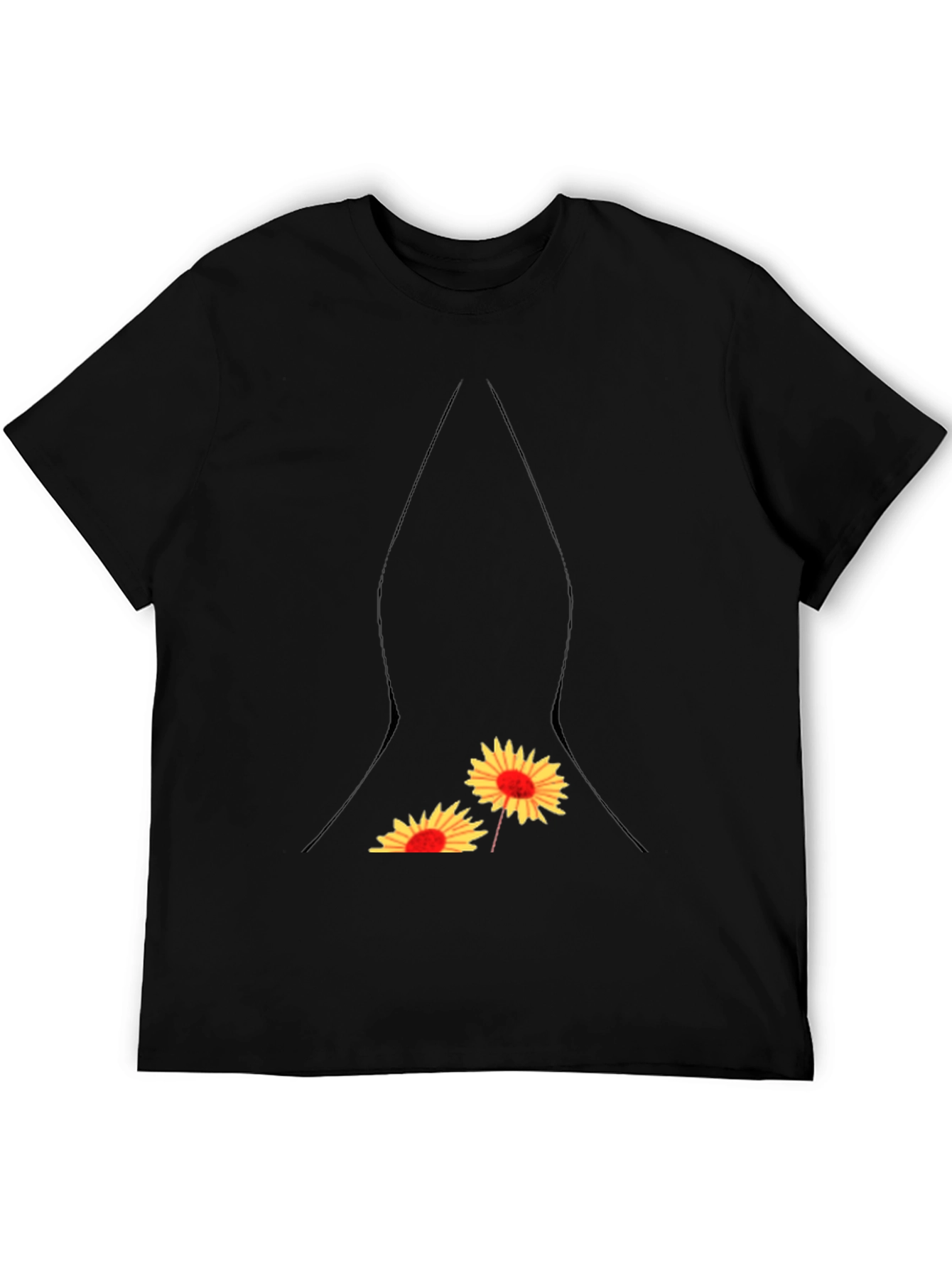 Sunflower Pocket Print Black T-Shirt