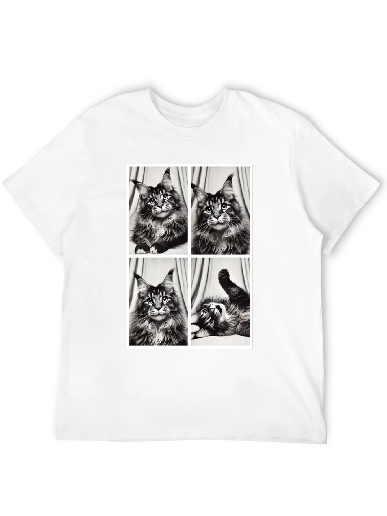 Maine Coon Cat Photo Grid Black T-Shirt