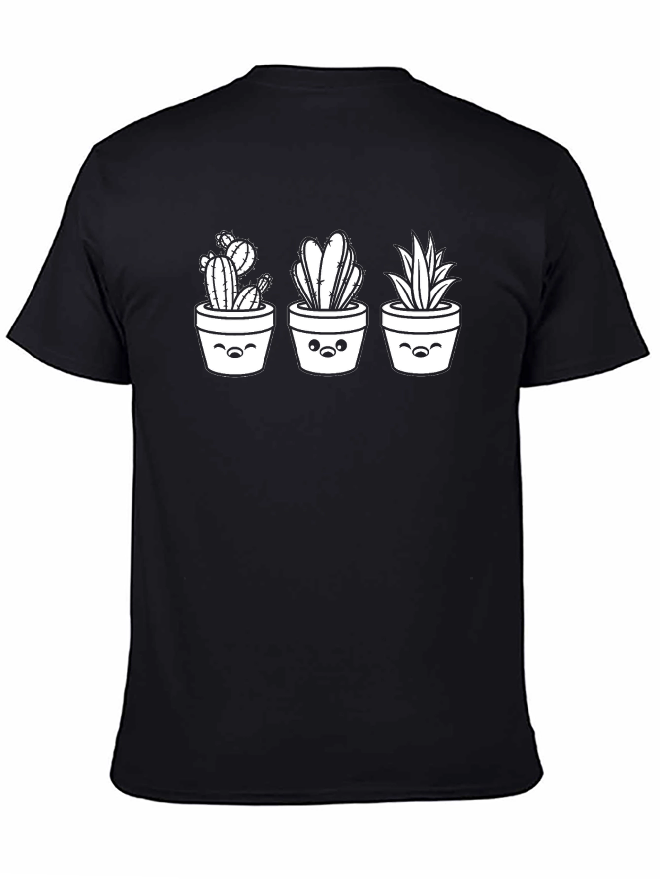 Cactus Crew Neck T-Shirt - Unisex Black Tee