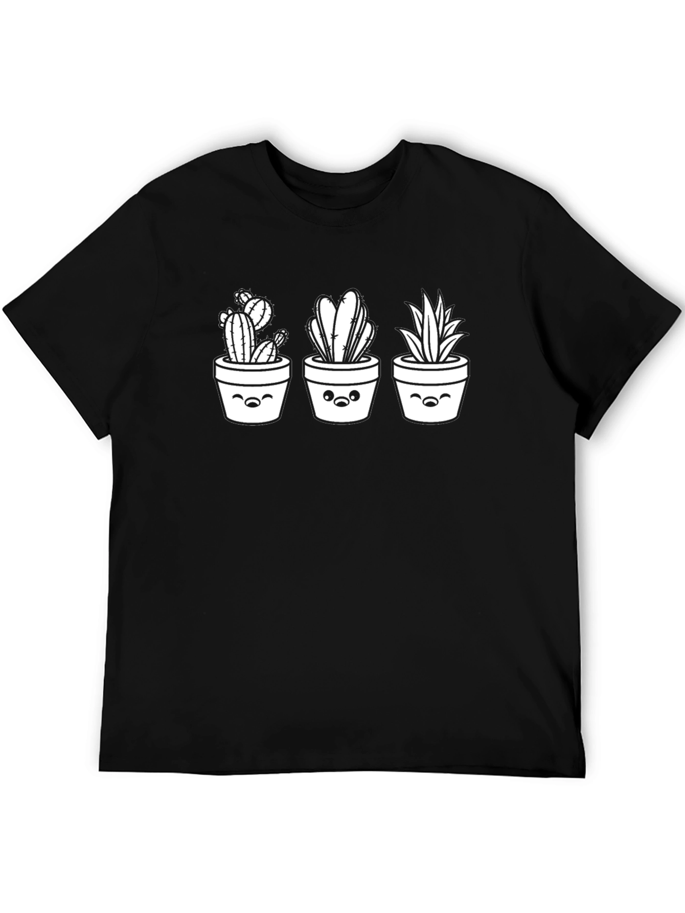 Cactus Crew Neck T-Shirt - Unisex Black Tee