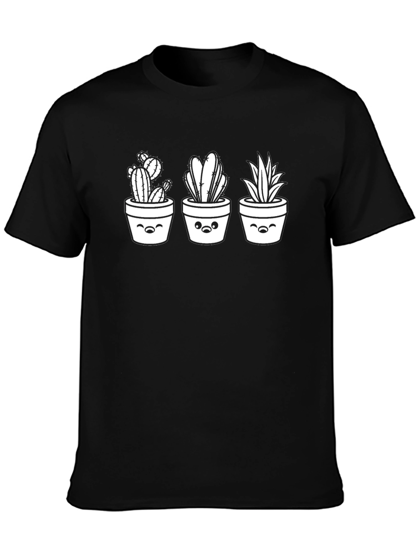 Cactus Crew Neck T-Shirt - Unisex Black Tee
