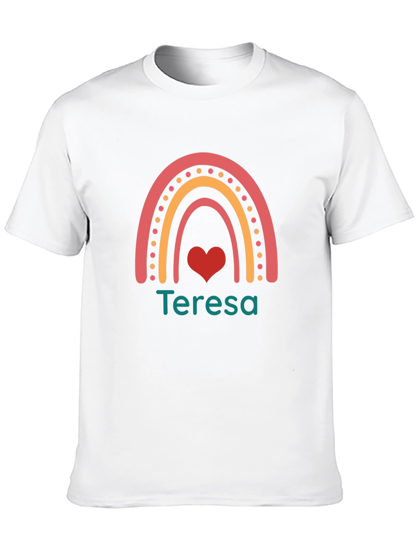 Teresa Personalized Rainbow Heart T-Shirt