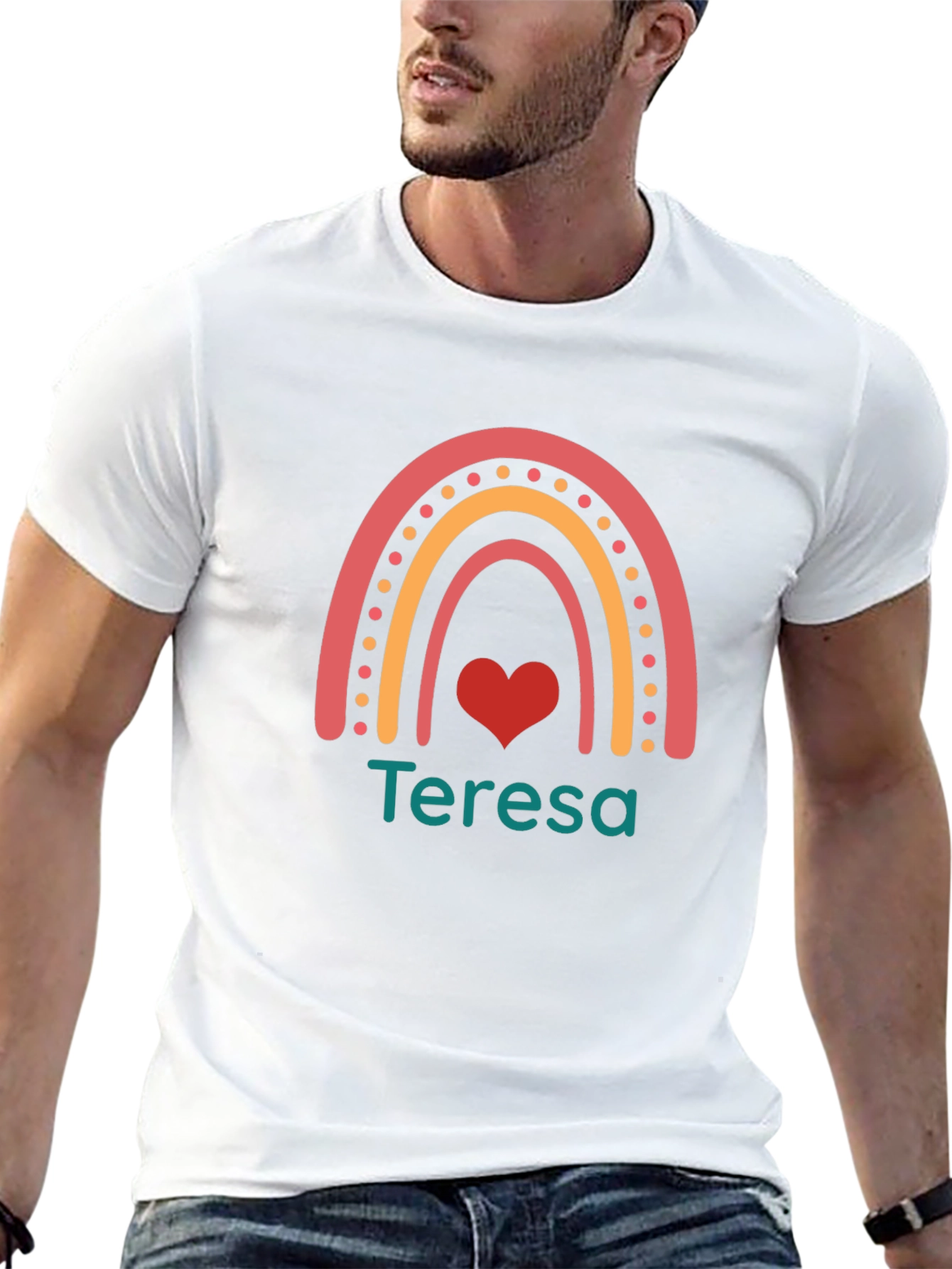 Teresa Personalized Rainbow Heart T-Shirt