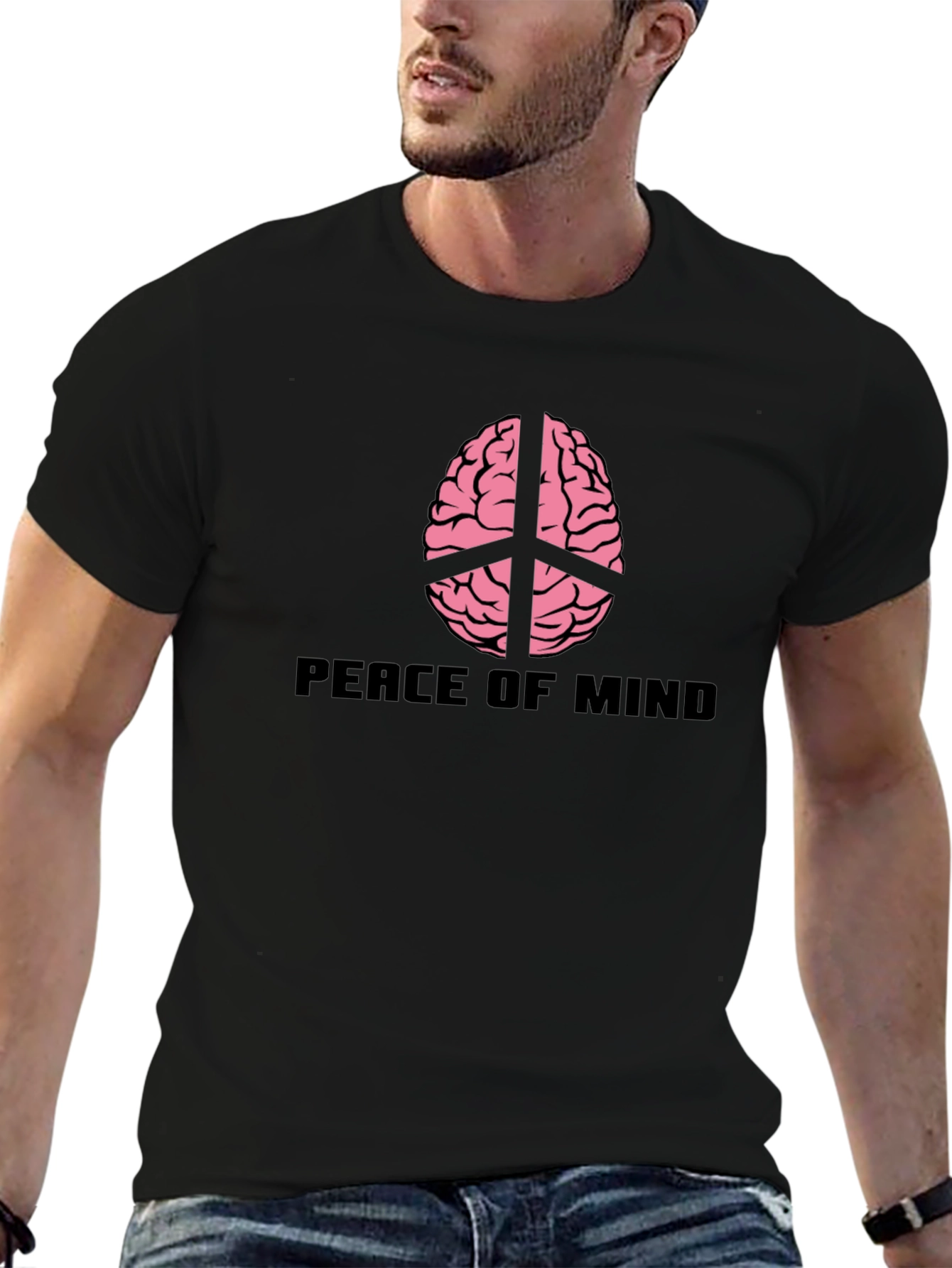 Peace of Mind Brain Graphic T-Shirt - Black