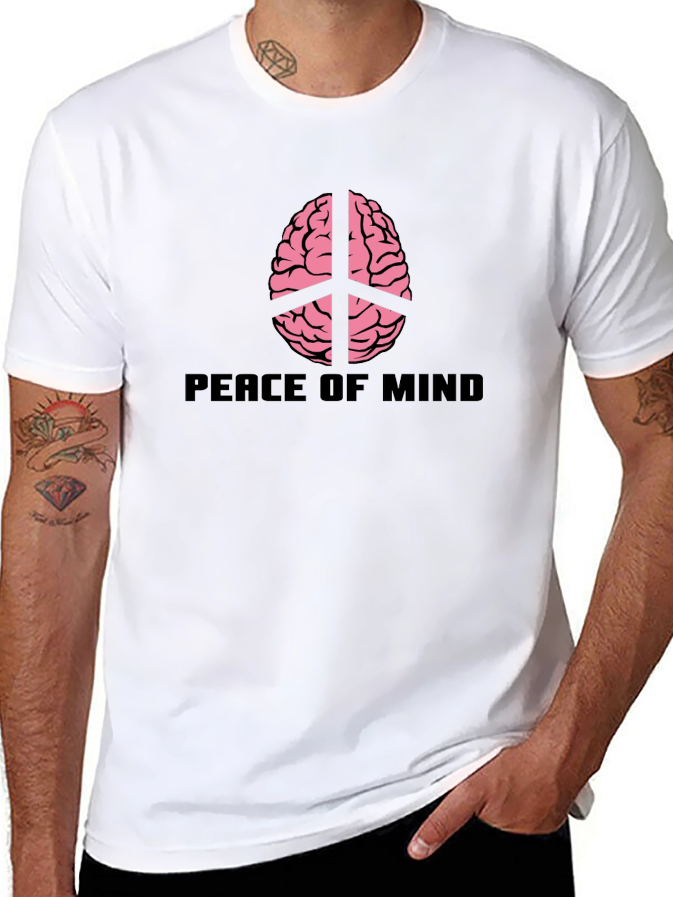Peace of Mind Brain Graphic T-Shirt - Black