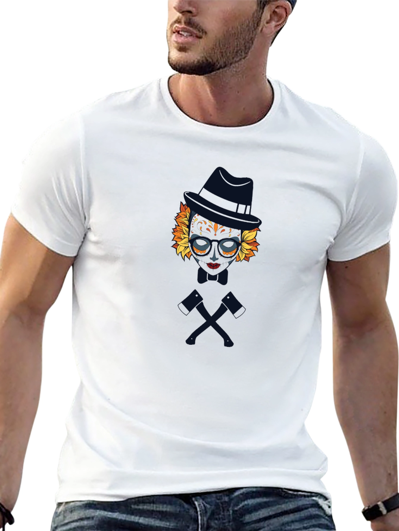 Sugar Skull Gentleman Graphic Tee - Black