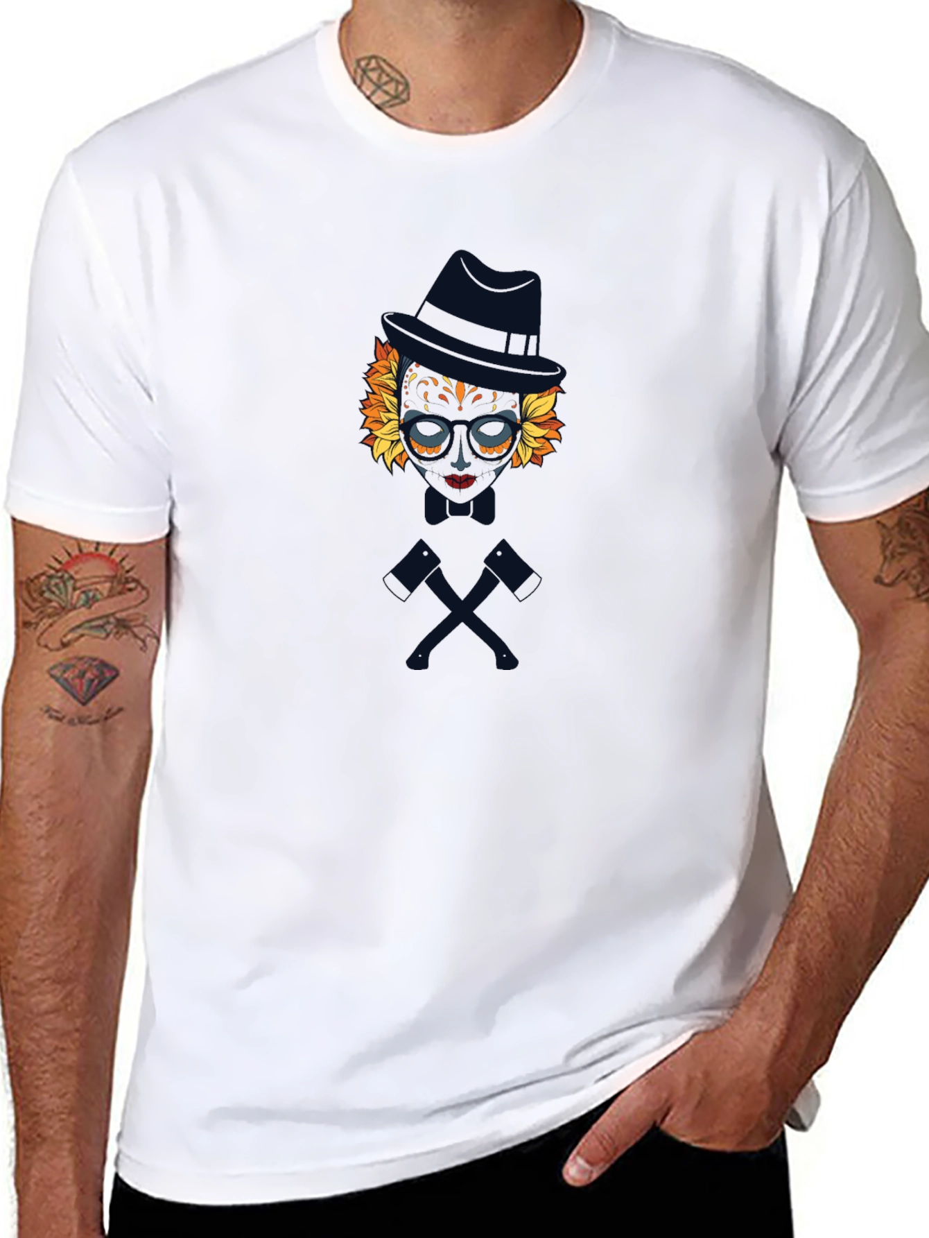 Sugar Skull Gentleman Graphic Tee - Black