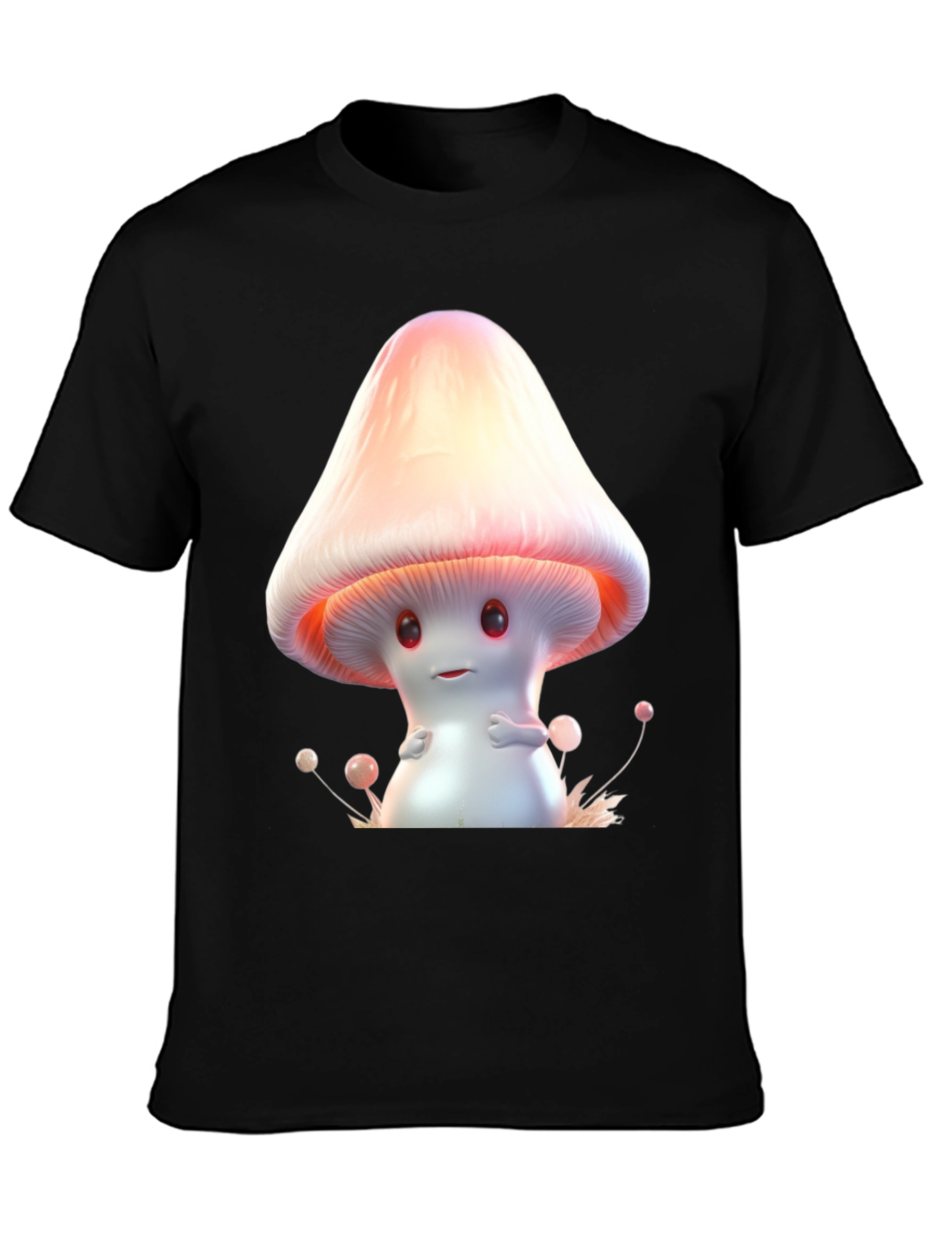 Cute Mushroom Graphic Tee - Unisex Black T-Shirt
