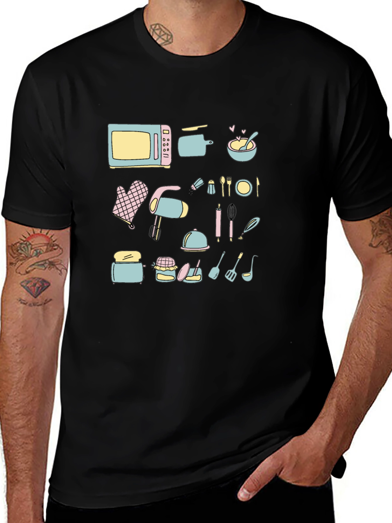 Chefs Delight Graphic Tee - Whimsical Kitchenware Design