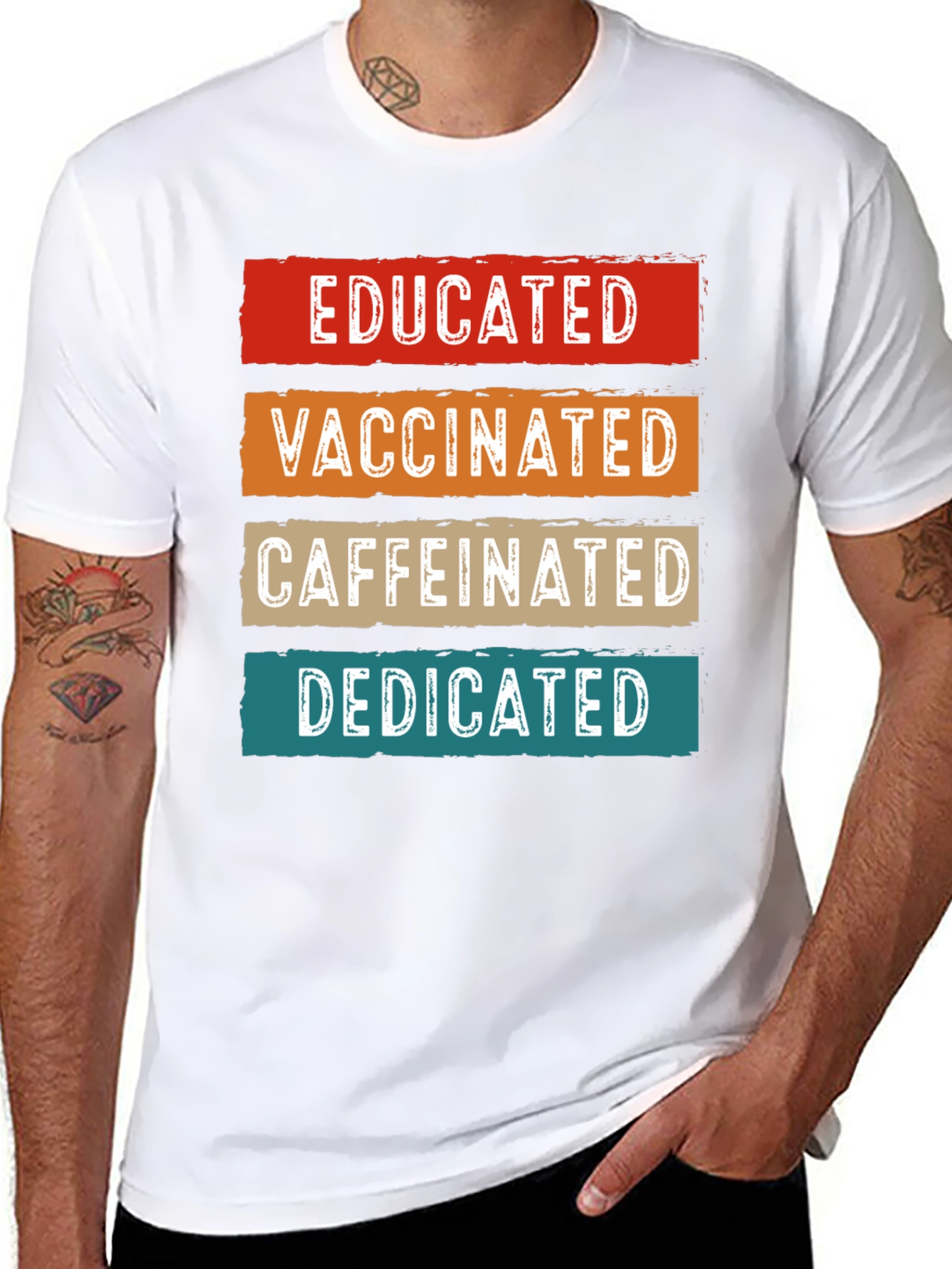 Educated Vaccinated Caffeinated Dedicated T-Shirt