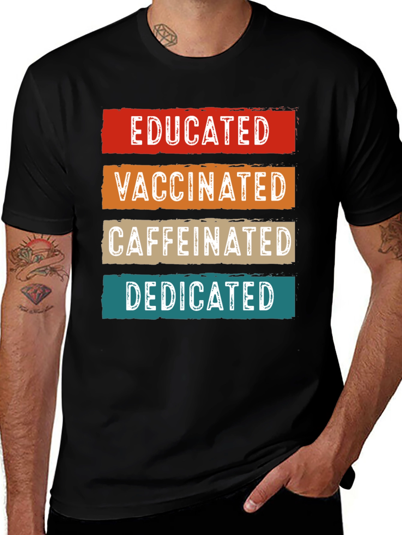 Educated Vaccinated Caffeinated Dedicated T-Shirt