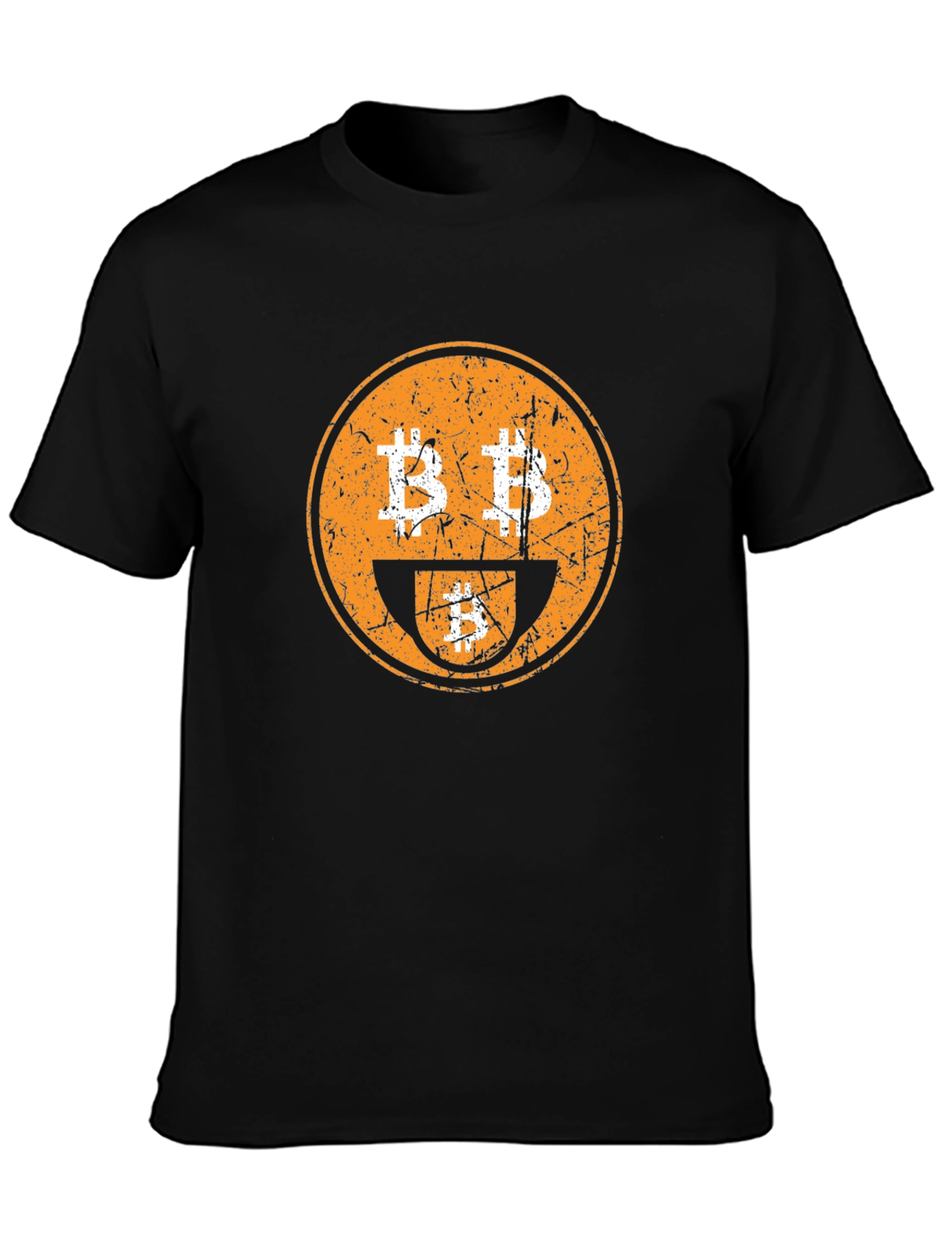 Bitcoin Smiley Face Graphic Tee - Crypto Enthusiast T-Shirt