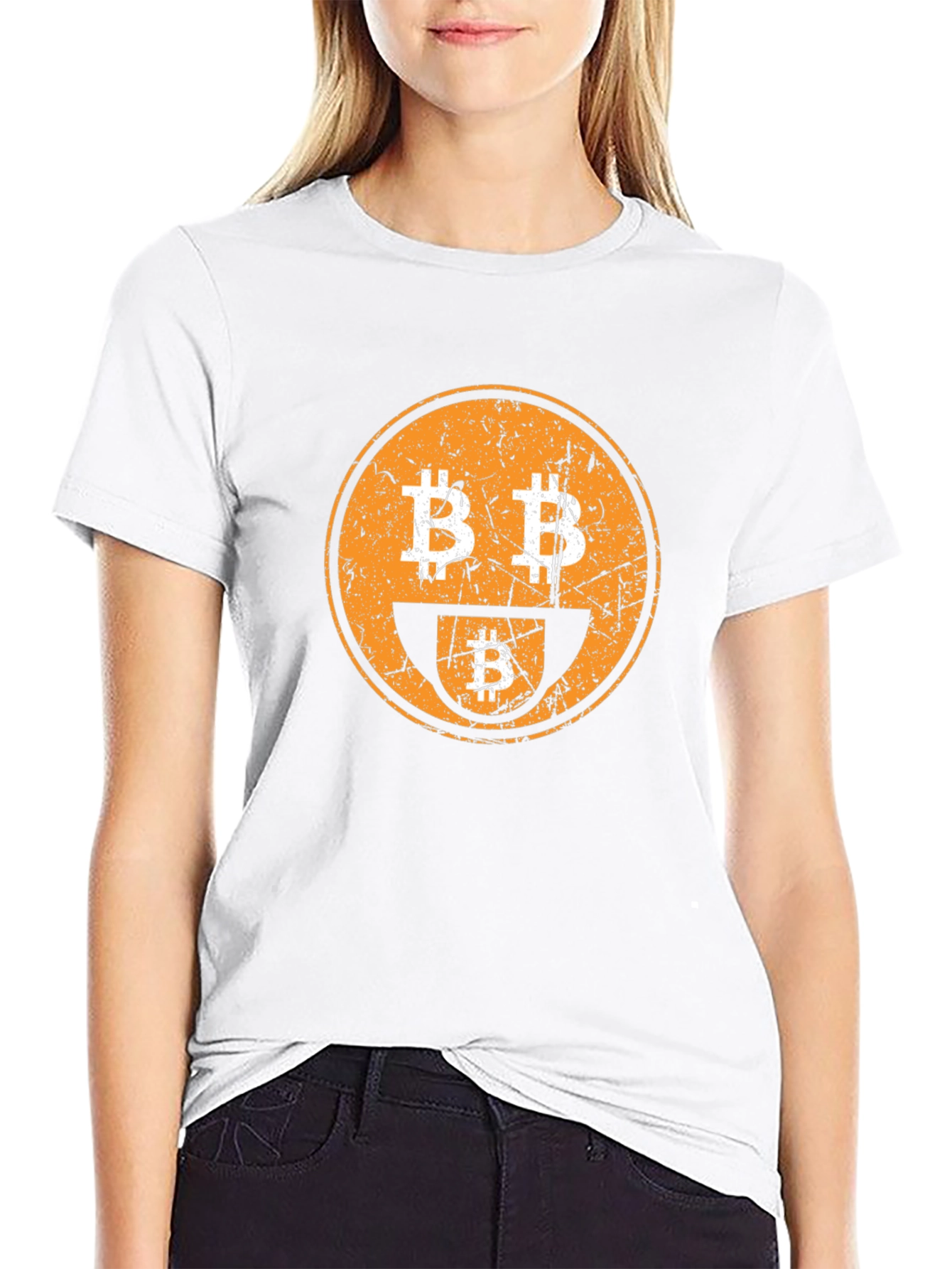 Bitcoin Smiley Face Graphic Tee - Crypto Enthusiast T-Shirt