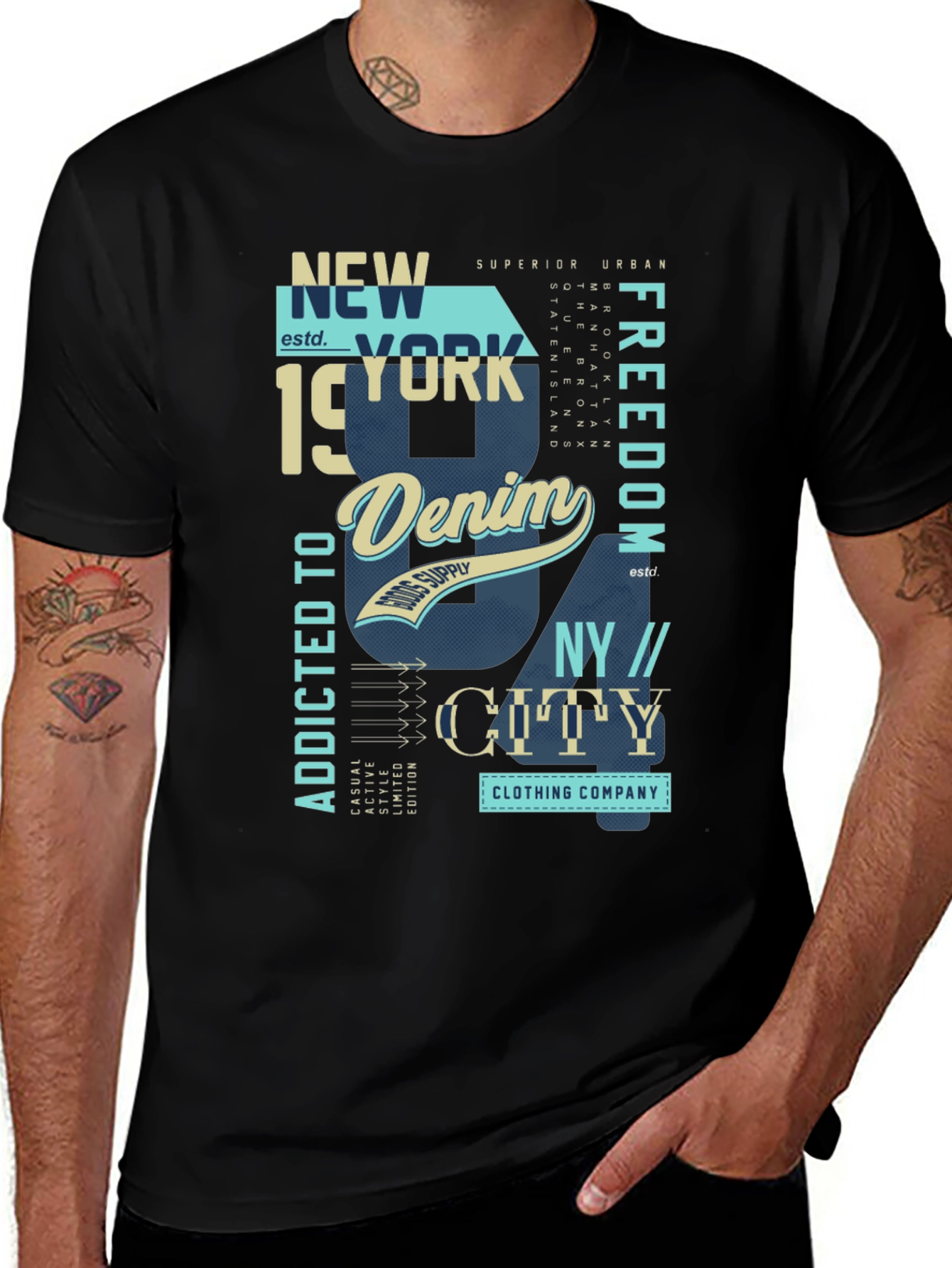 New York Denim Graphic T-Shirt