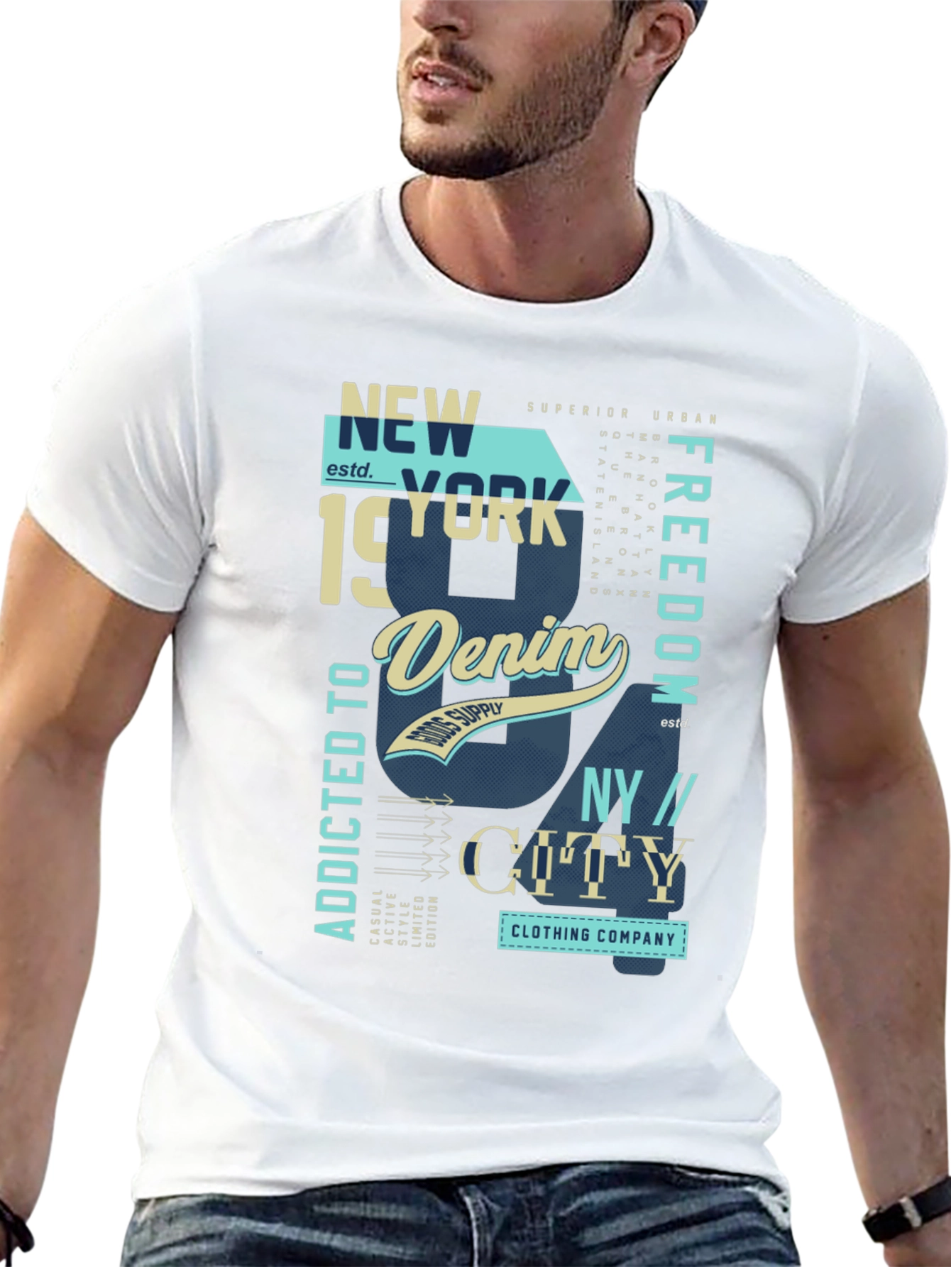 New York Denim Graphic T-Shirt