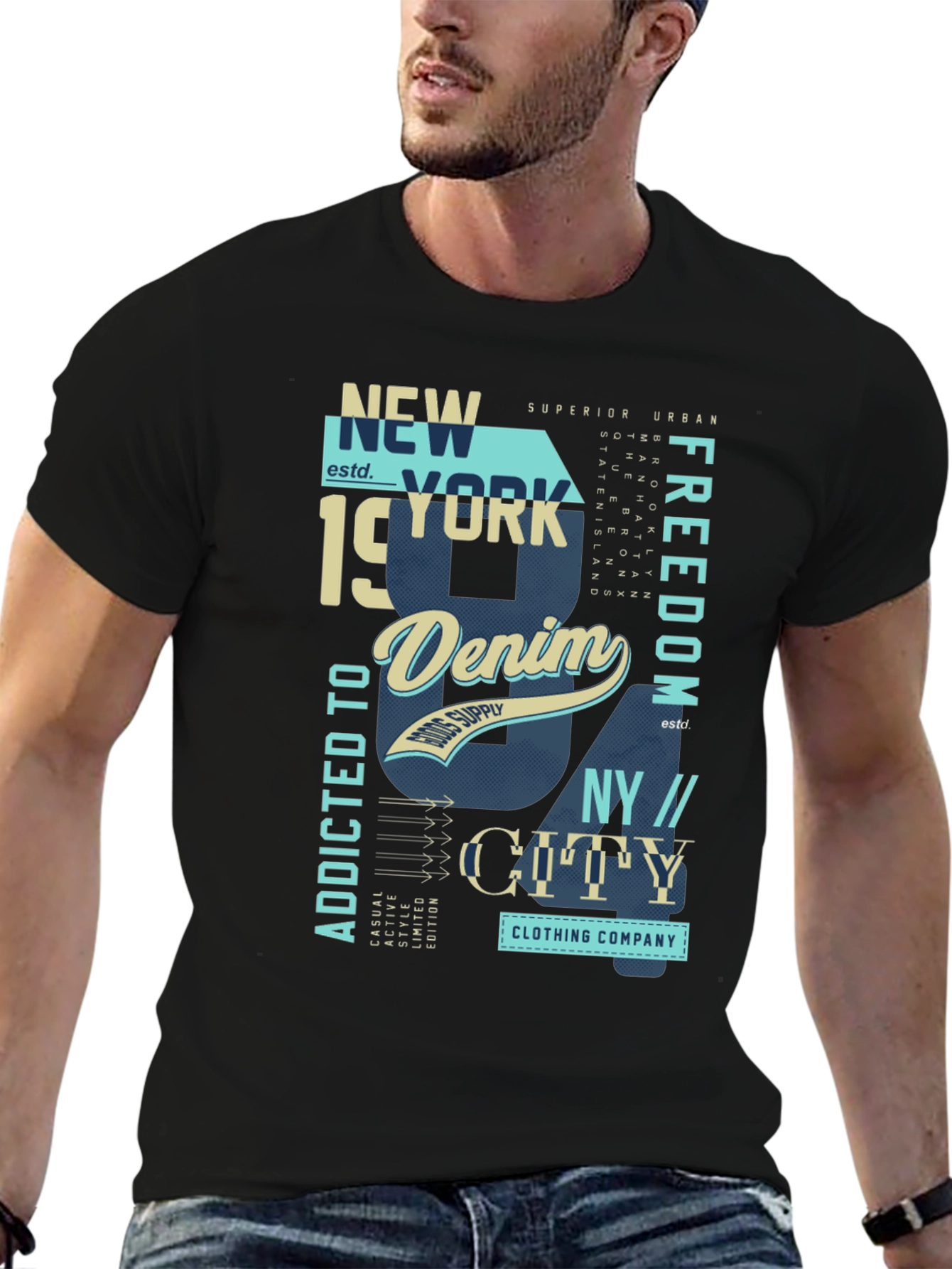 New York Denim Graphic T-Shirt