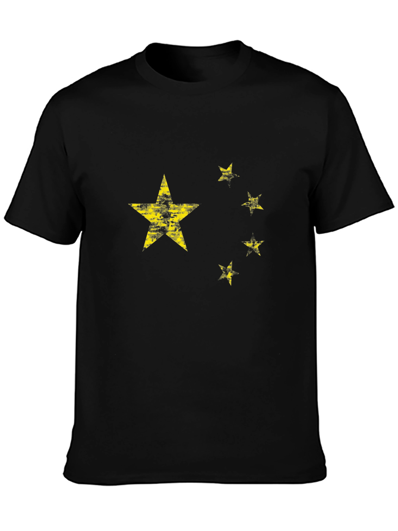China Flag Distressed Graphic Black T-Shirt