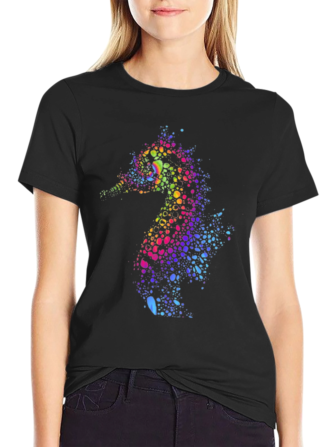 Rainbow Seahorse Graphic Tee - Unique Mens T-Shirt