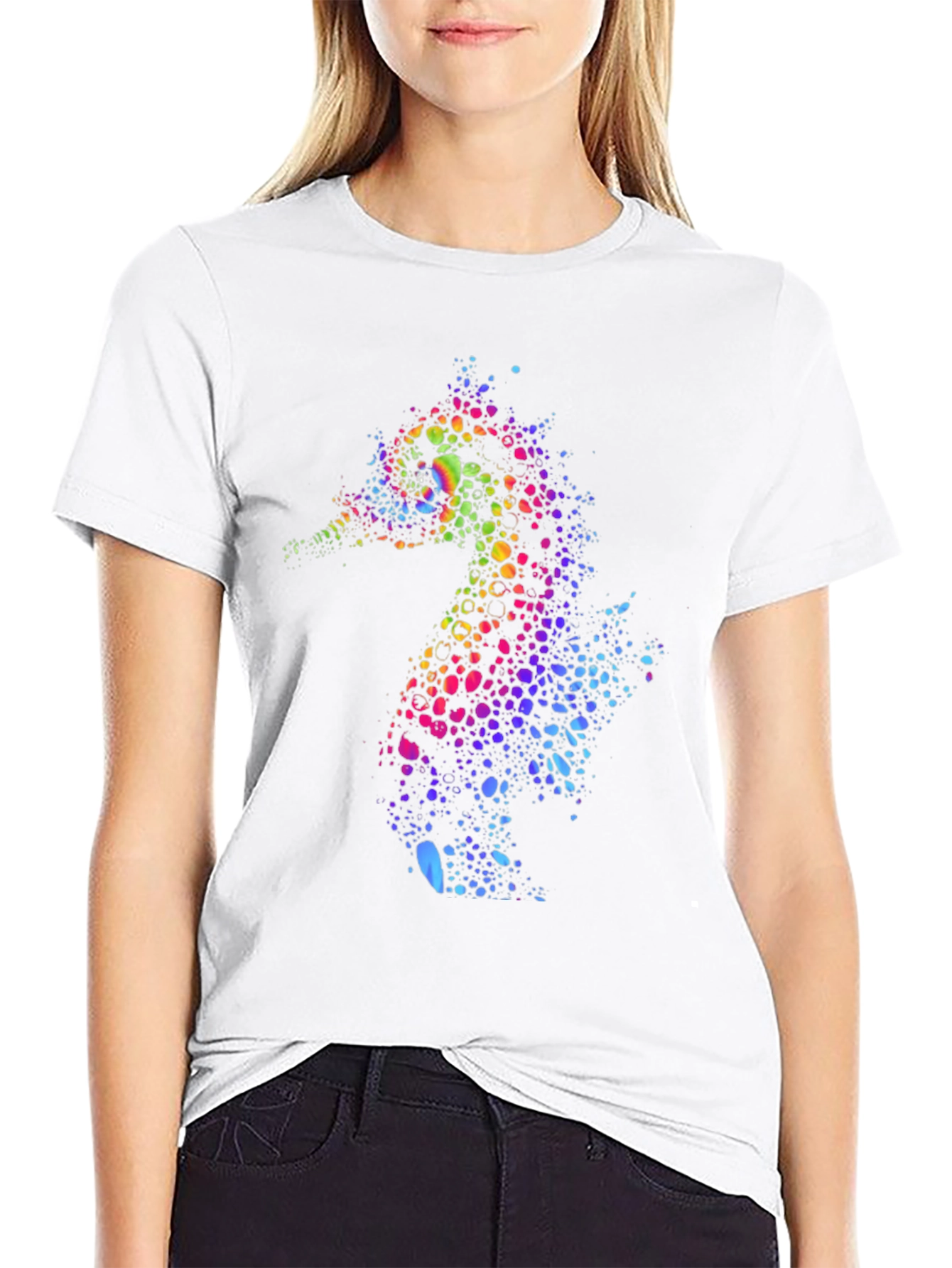 Rainbow Seahorse Graphic Tee - Unique Mens T-Shirt