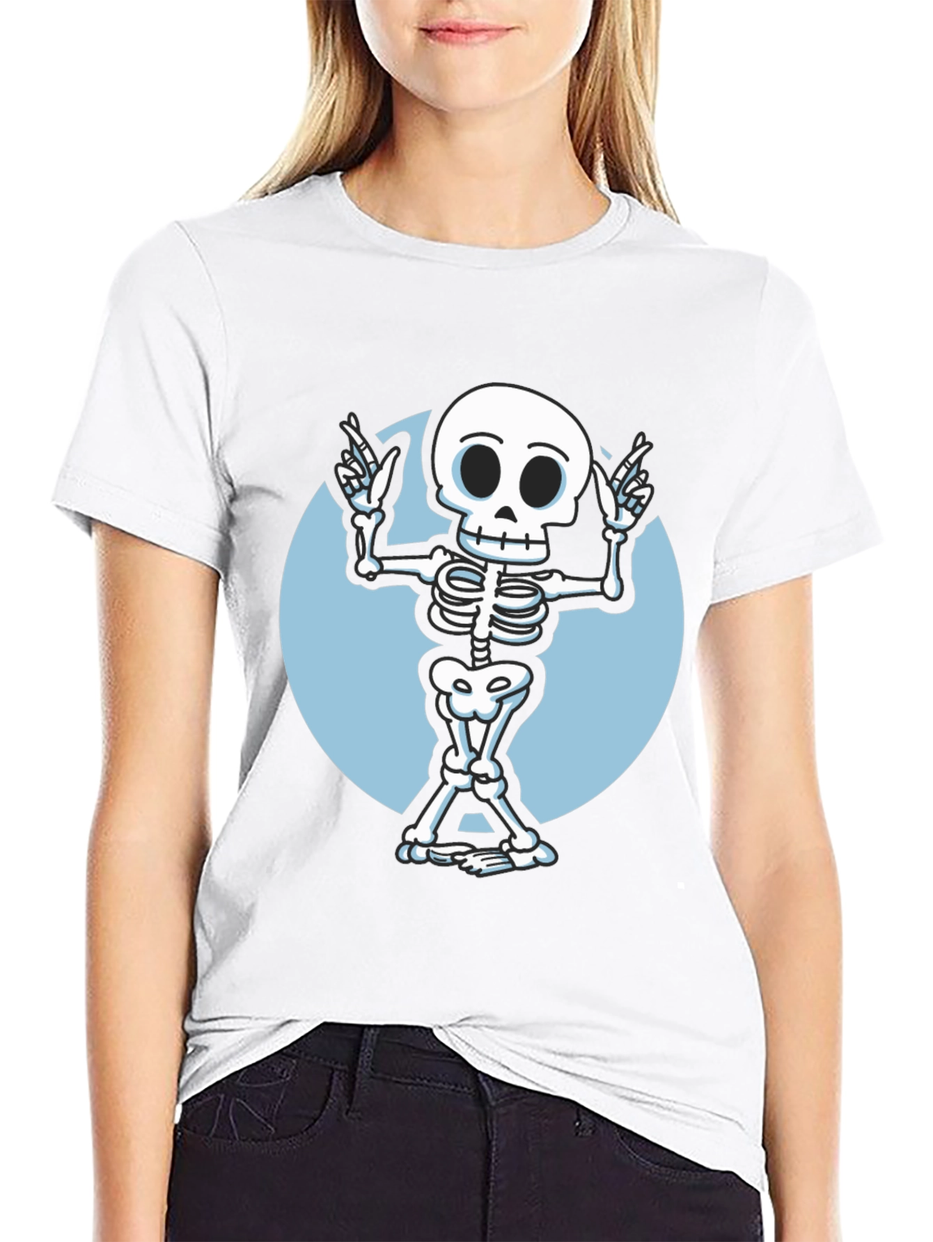 Skeleton Graphic Tee - Black Crew Neck