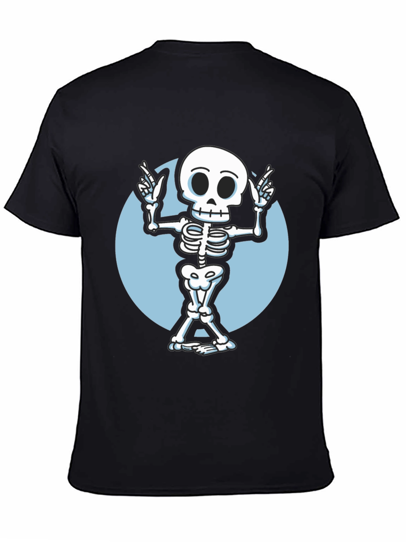 Skeleton Graphic Tee - Black Crew Neck